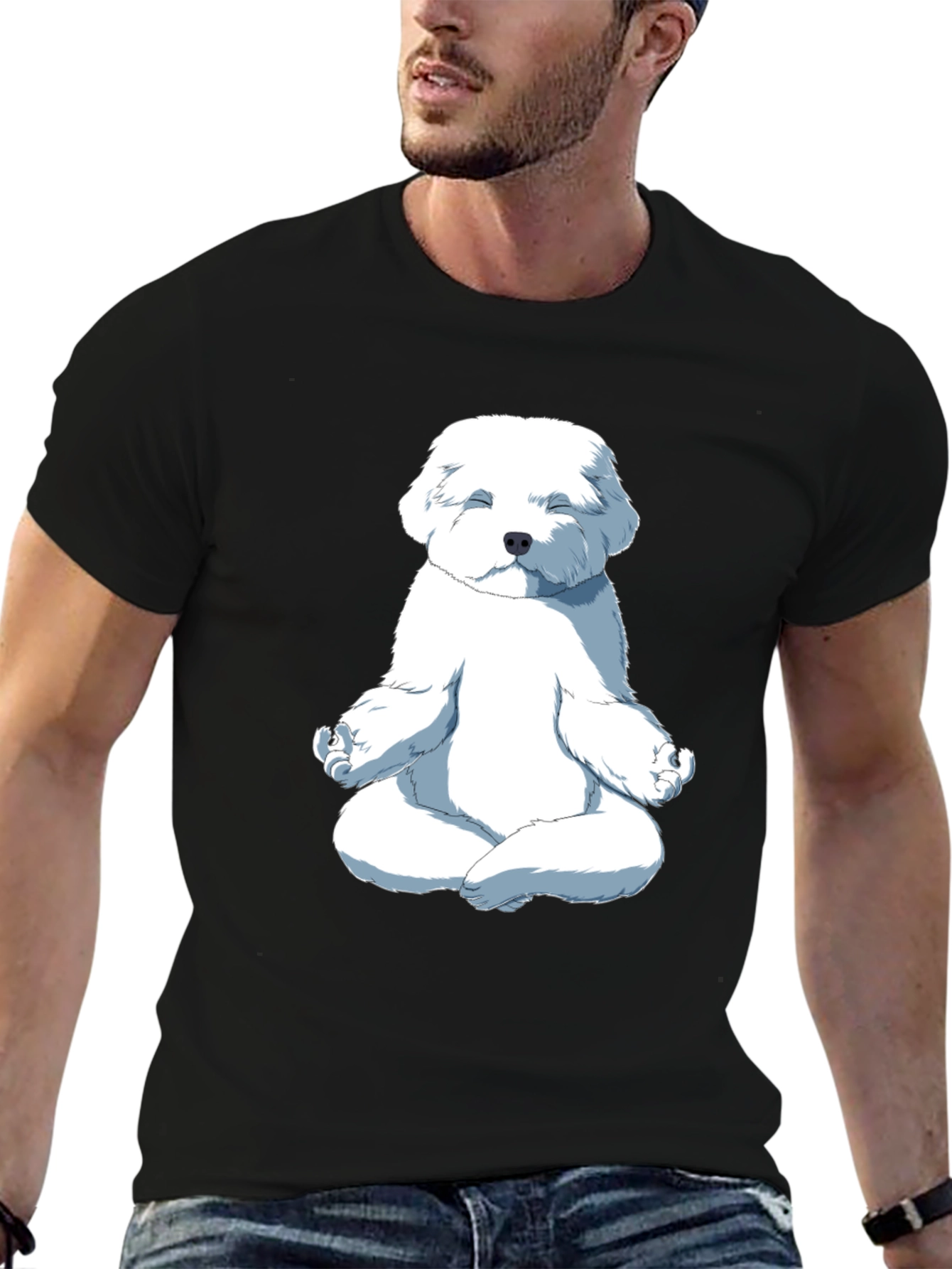Black Meditating Dog Graphic T-Shirt view 6