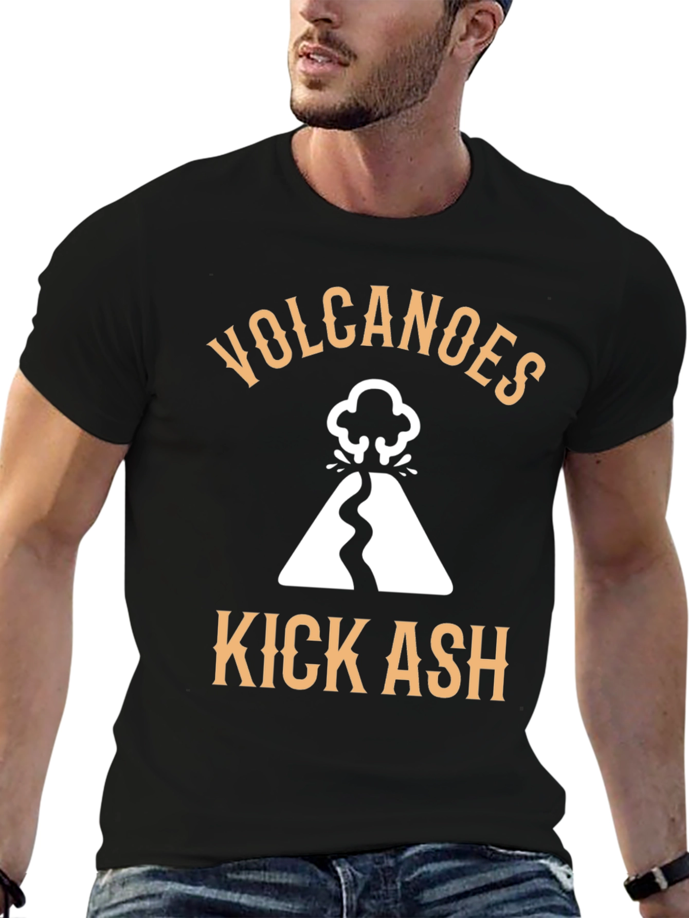 Black Volcanoes Kick Ash Graphic Tee - Black view 6