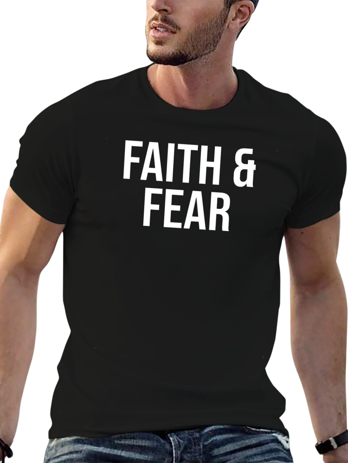 Black Faith & Fear Graphic Tee - Men's Casual Shirt view 6