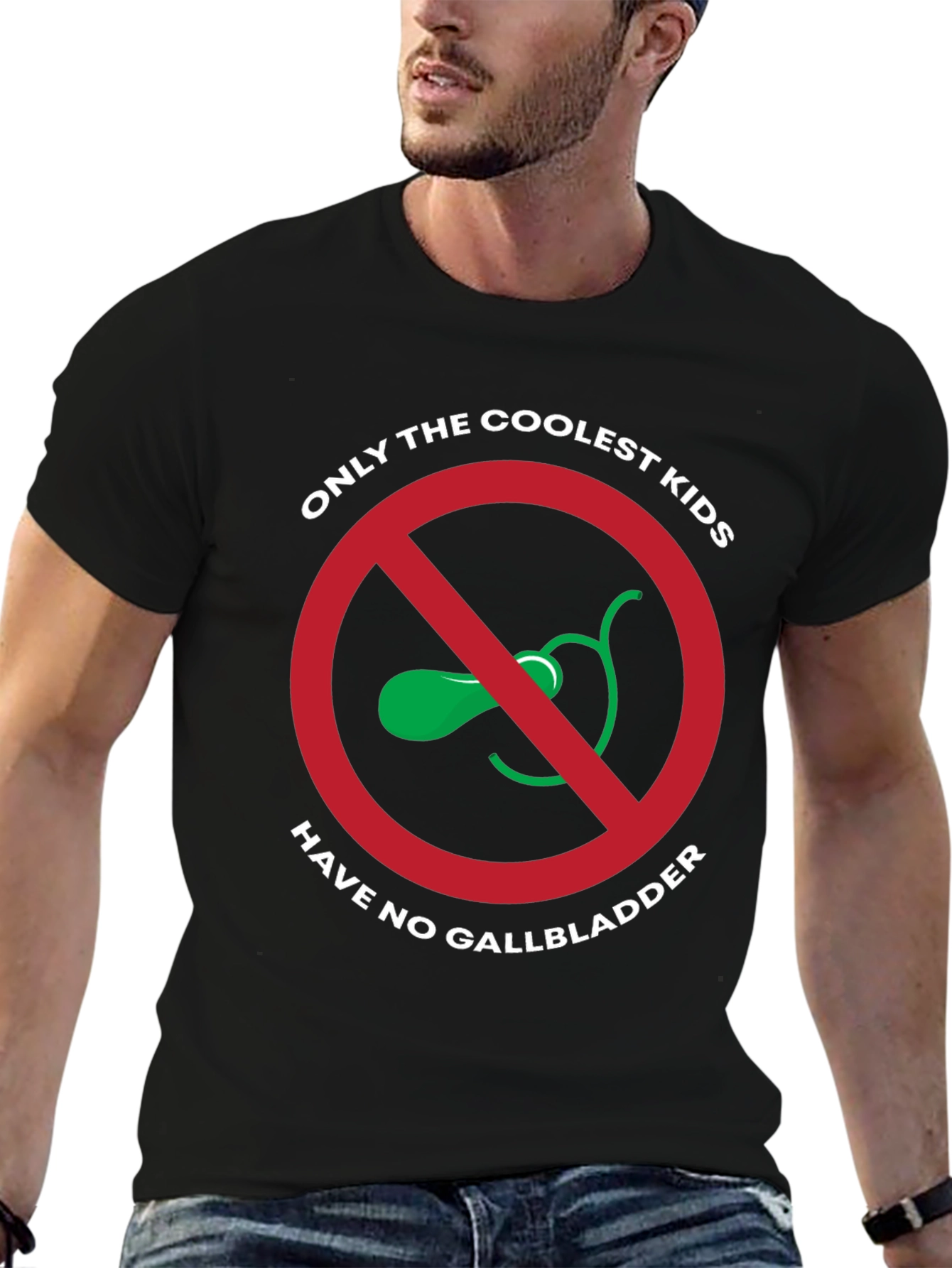 Black Coolest Kids No Gallbladder T-Shirt view 6