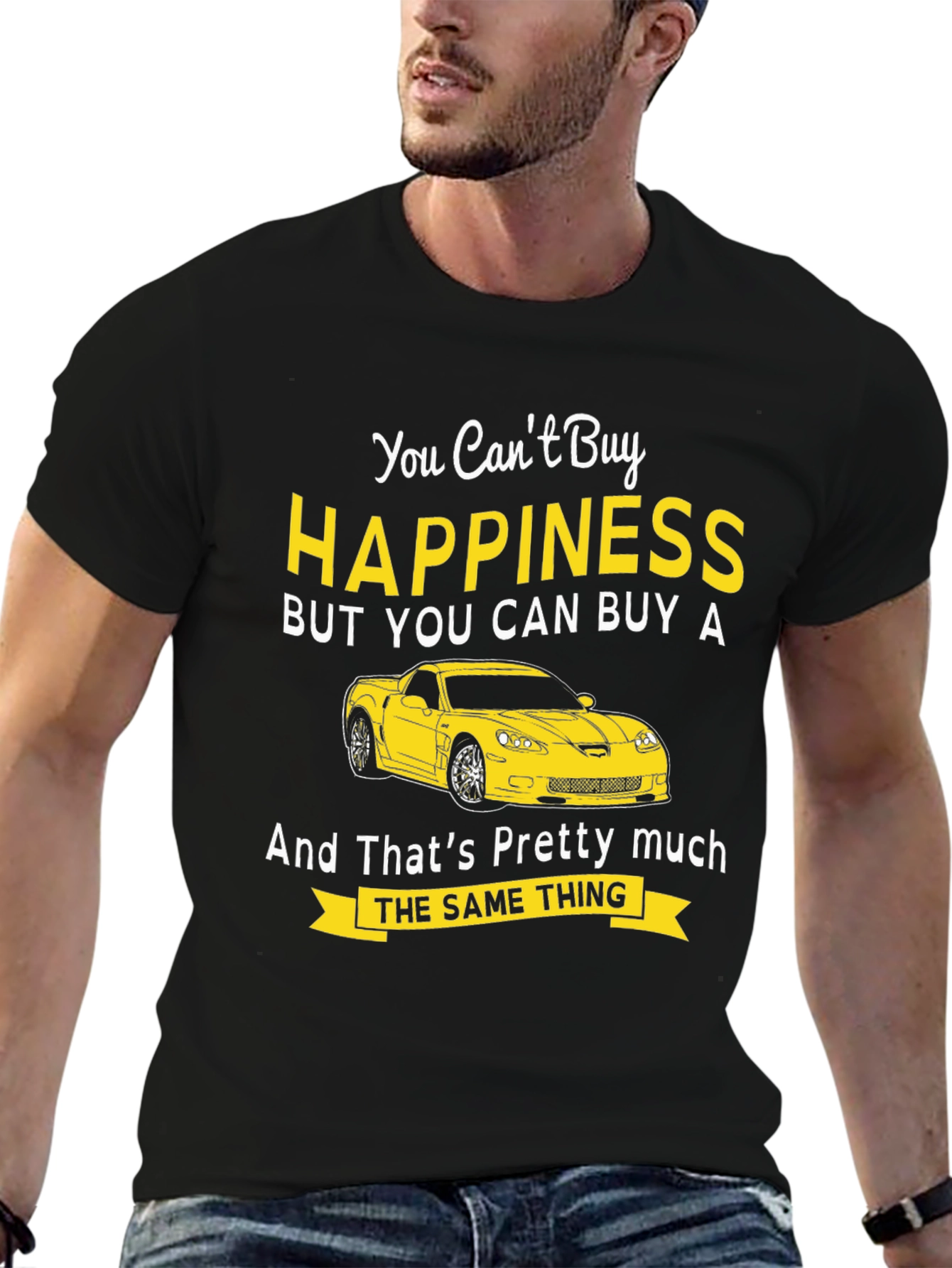 Black Happiness Car Graphic T-Shirt view 6