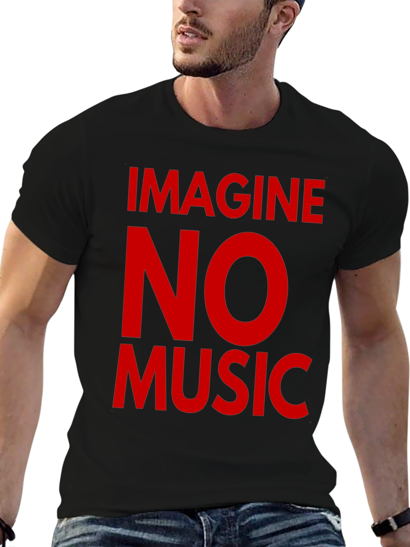 Black Imagine No Music Black T-Shirt view 6