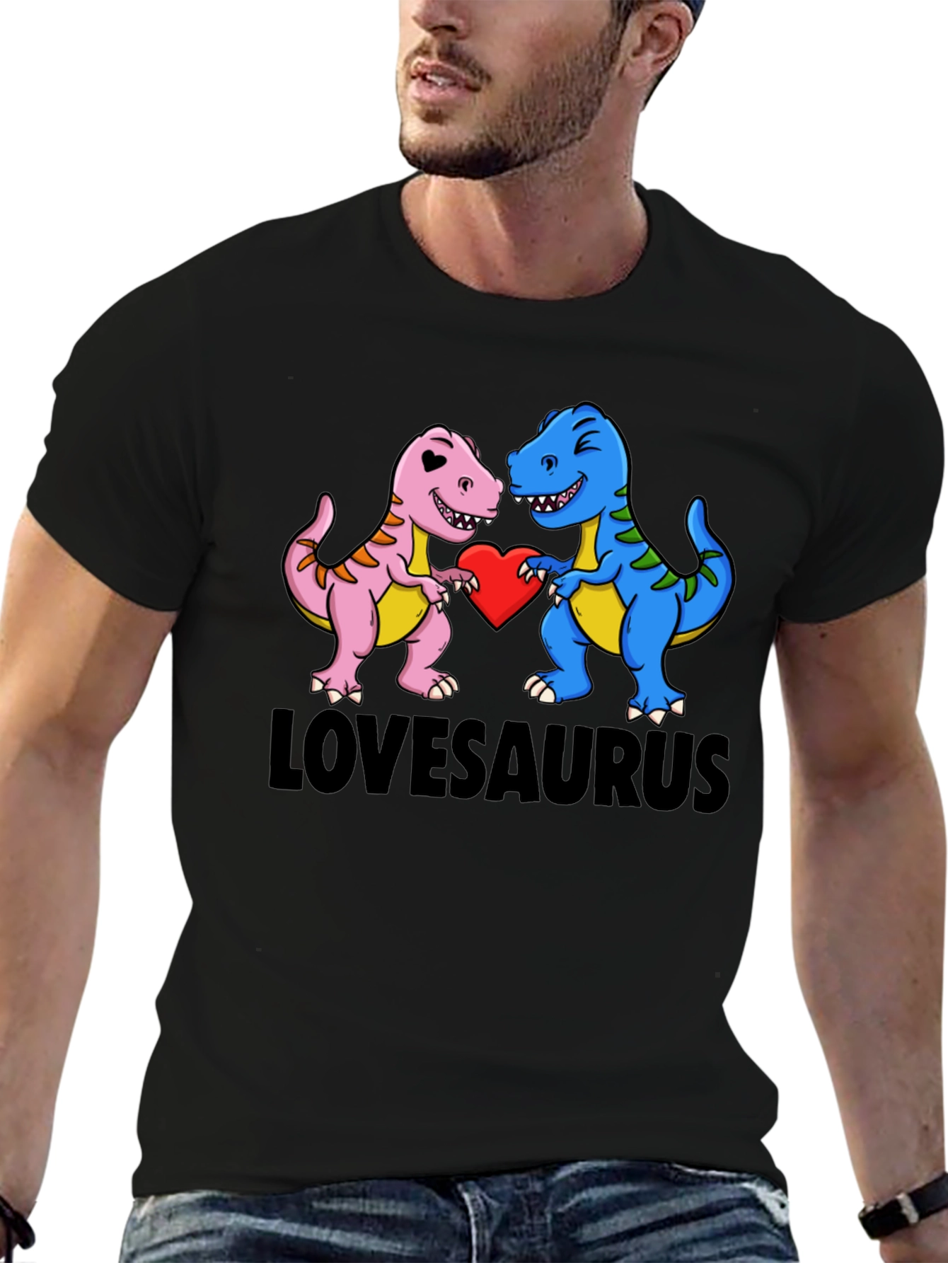 Black Lovesaurus Dinosaur T-Shirt - Perfect for Valentine's! view 6