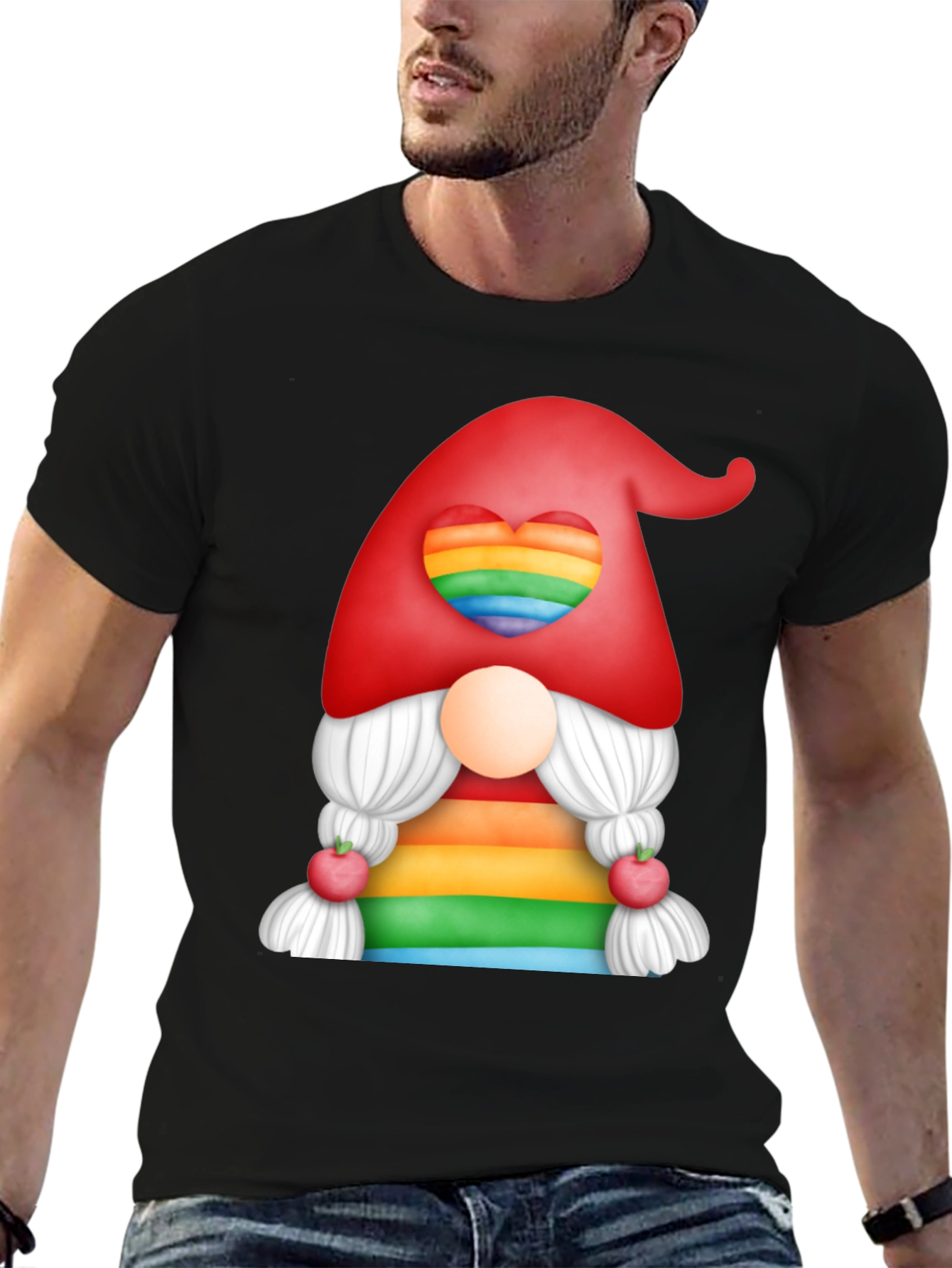 Black Rainbow Gnome T-Shirt view 6