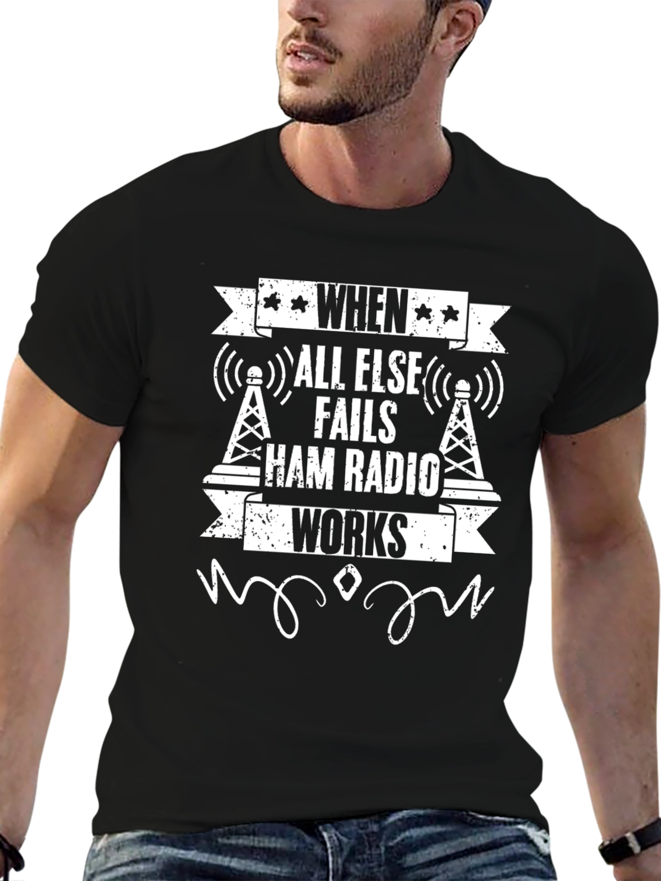 Black Ham Radio Works T-Shirt - When All Else Fails view 6