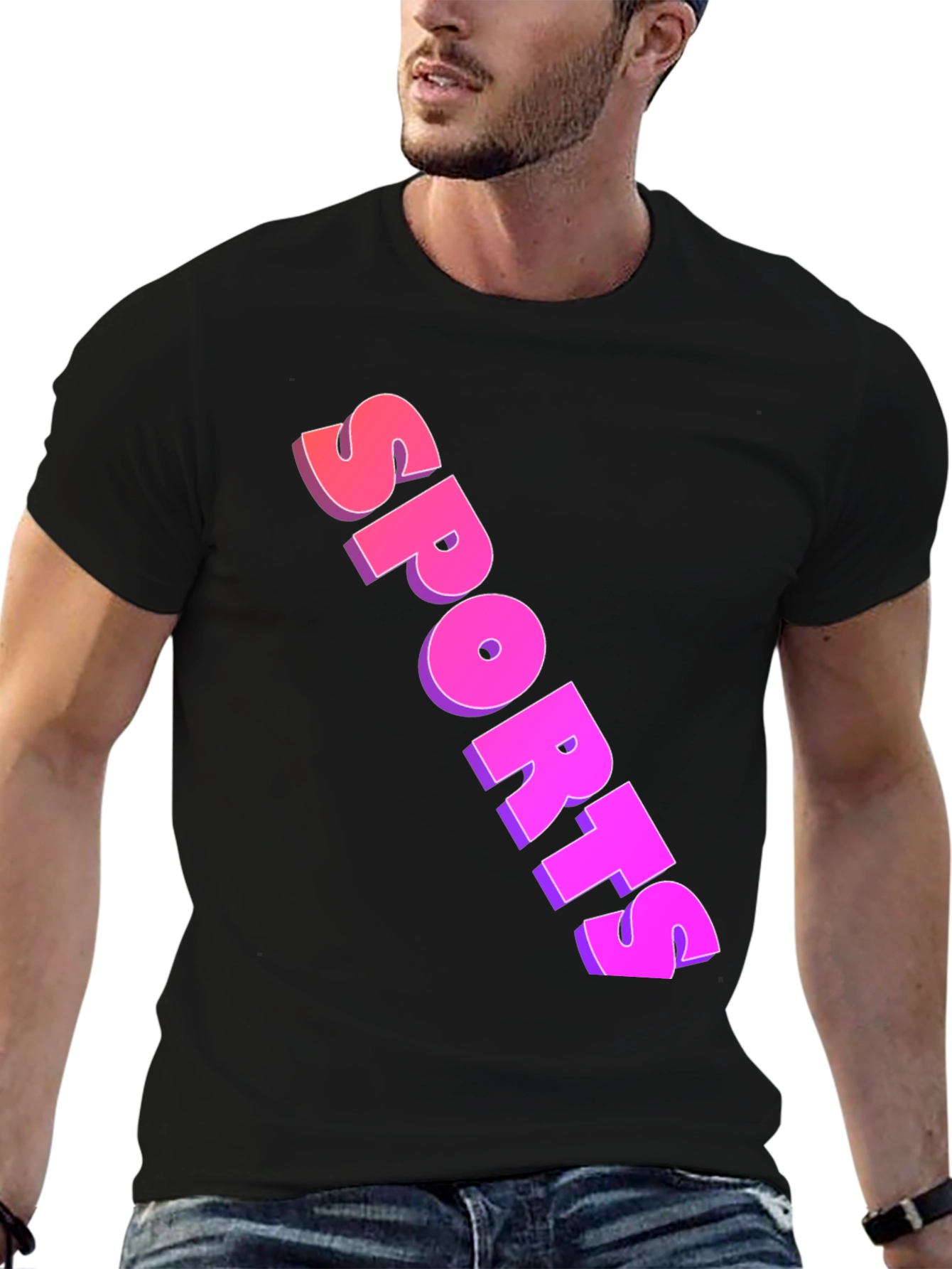 Black Men's Black Sports Graphic Tee view 6