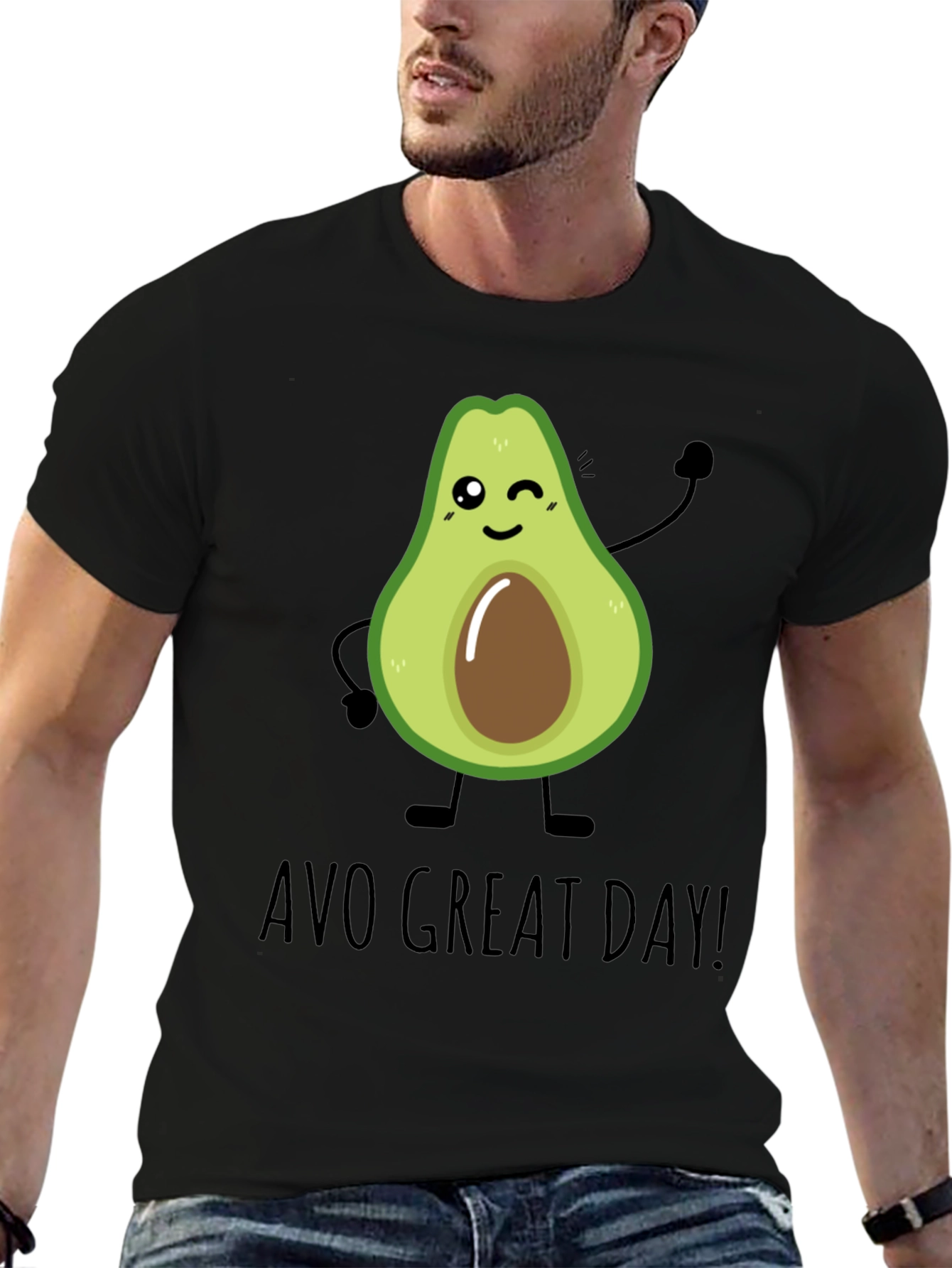 Black Avo Great Day T-Shirt - Cute Avocado Graphic Tee view 6