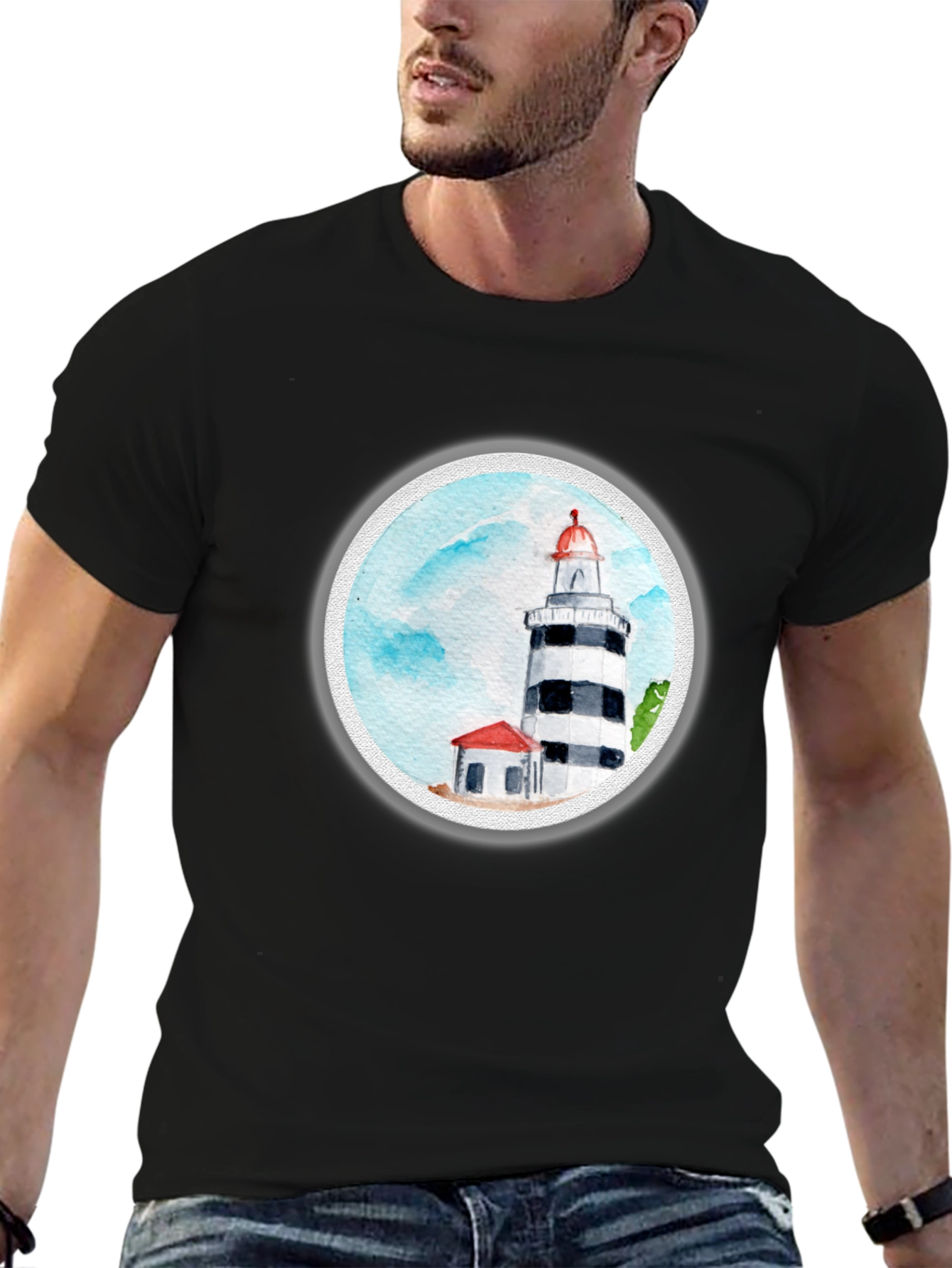 Black Lighthouse Graphic Print Tee - Classic Comfort view 6