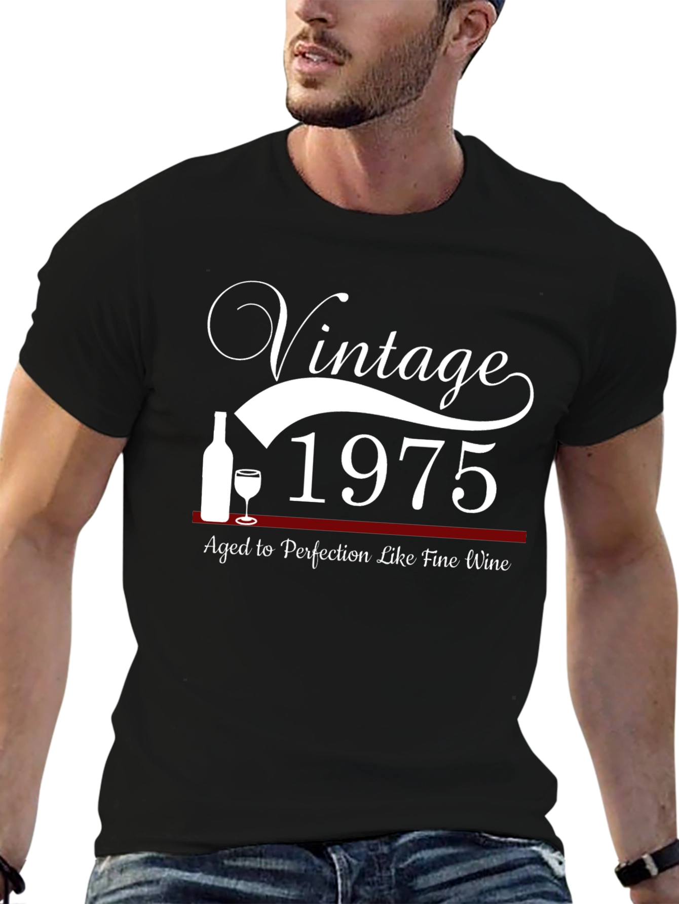 Black Vintage 1975 Aged To Perfection Black T-Shirt view 6