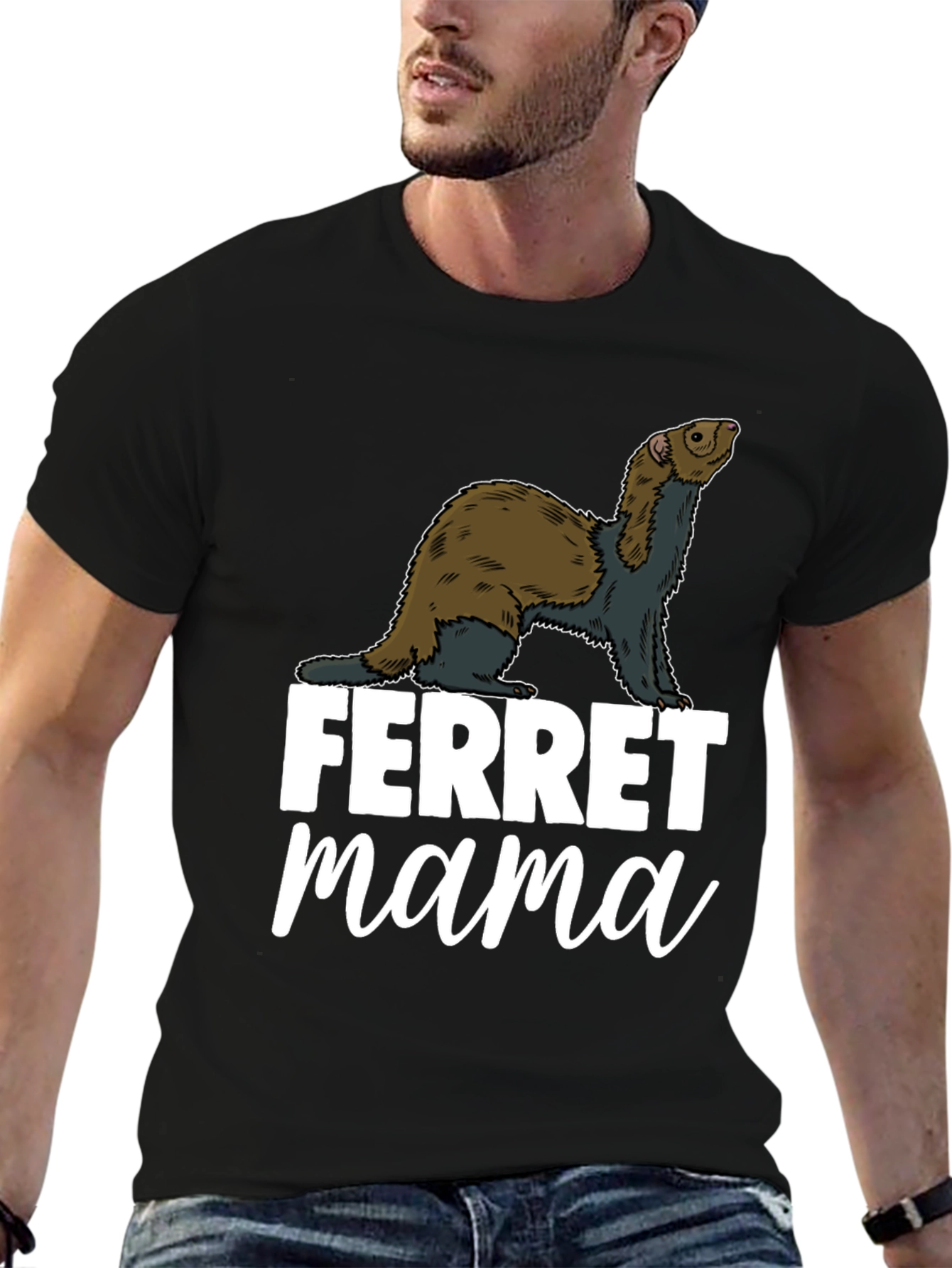 Black Ferret Mama Graphic T-Shirt - Black view 6
