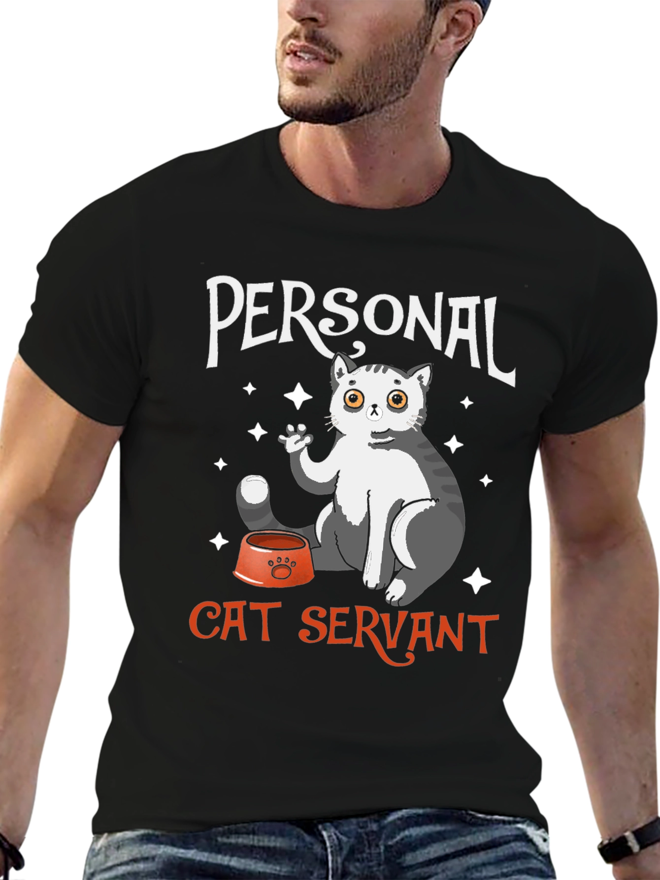 Black Personal Cat Servant T-Shirt view 6