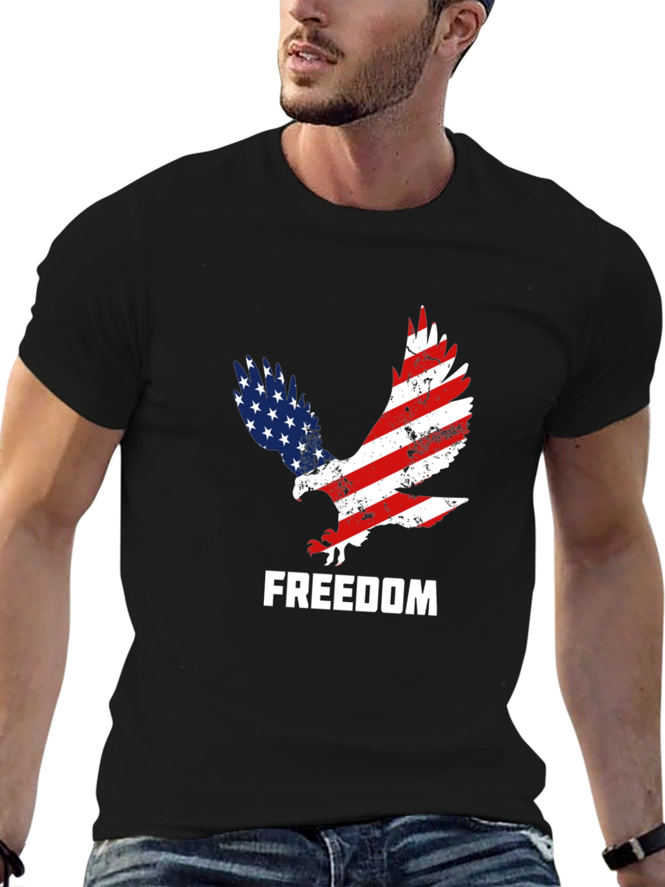 Black American Freedom Eagle Graphic Tee view 6