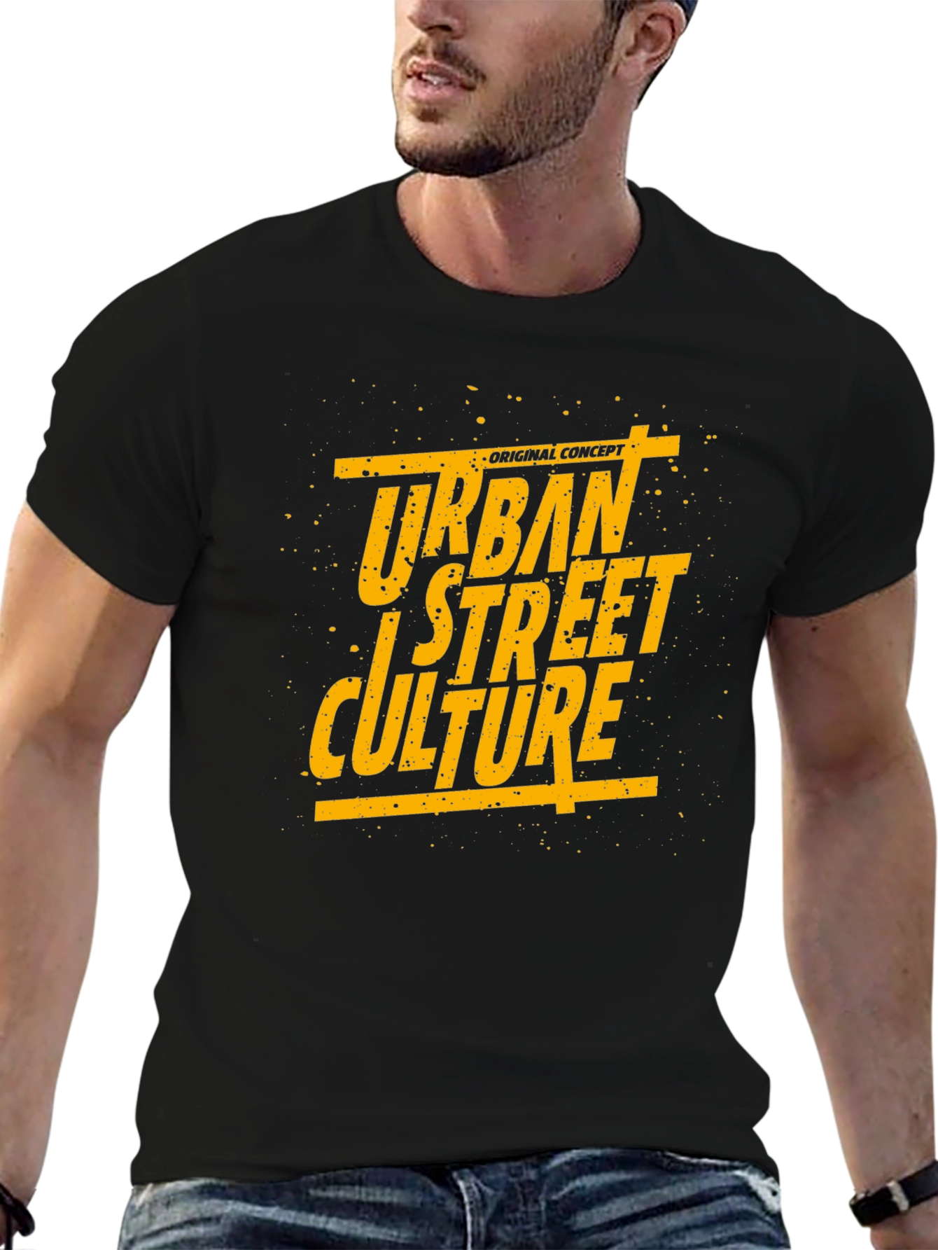 Black Urban Street Culture Graphic T-Shirt view 6