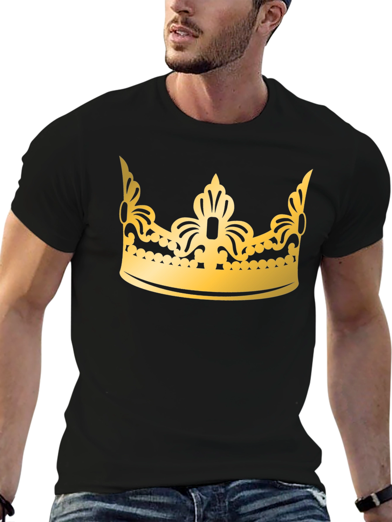 Black Gold Crown Graphic Black T-Shirt view 6