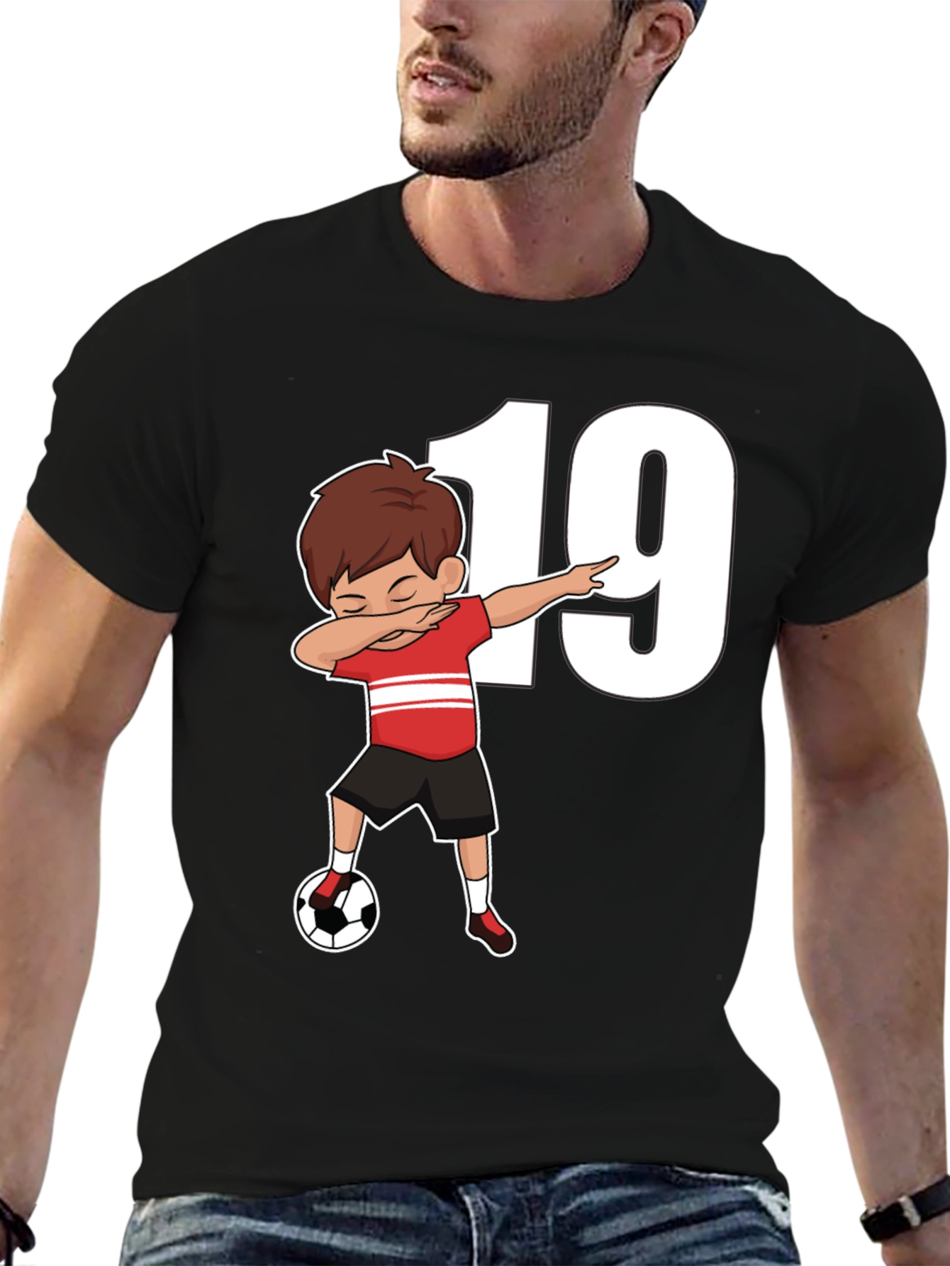 Black Soccer Dab Boy 19 T-Shirt view 6