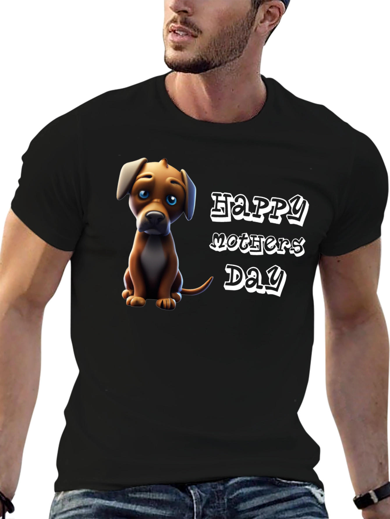Black Happy Mother's Day Dog Graphic T-Shirt view 6