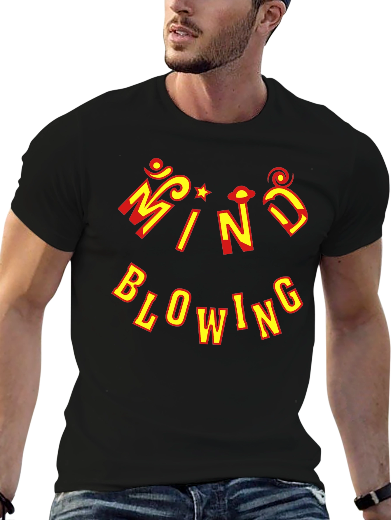 Black Mind Blowing Graphic Tee - Unique Design T-Shirt view 6