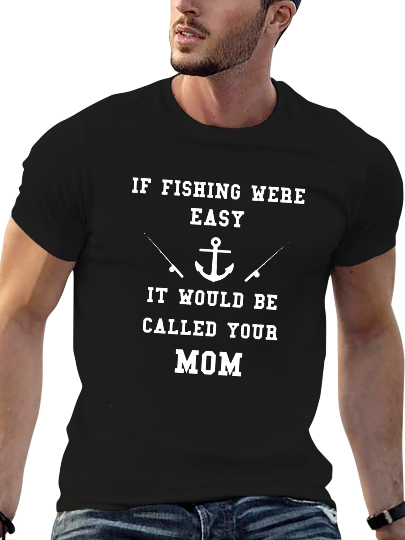 Black Fishing Humor T-Shirt - "Called Your Mom" Graphic Tee view 6