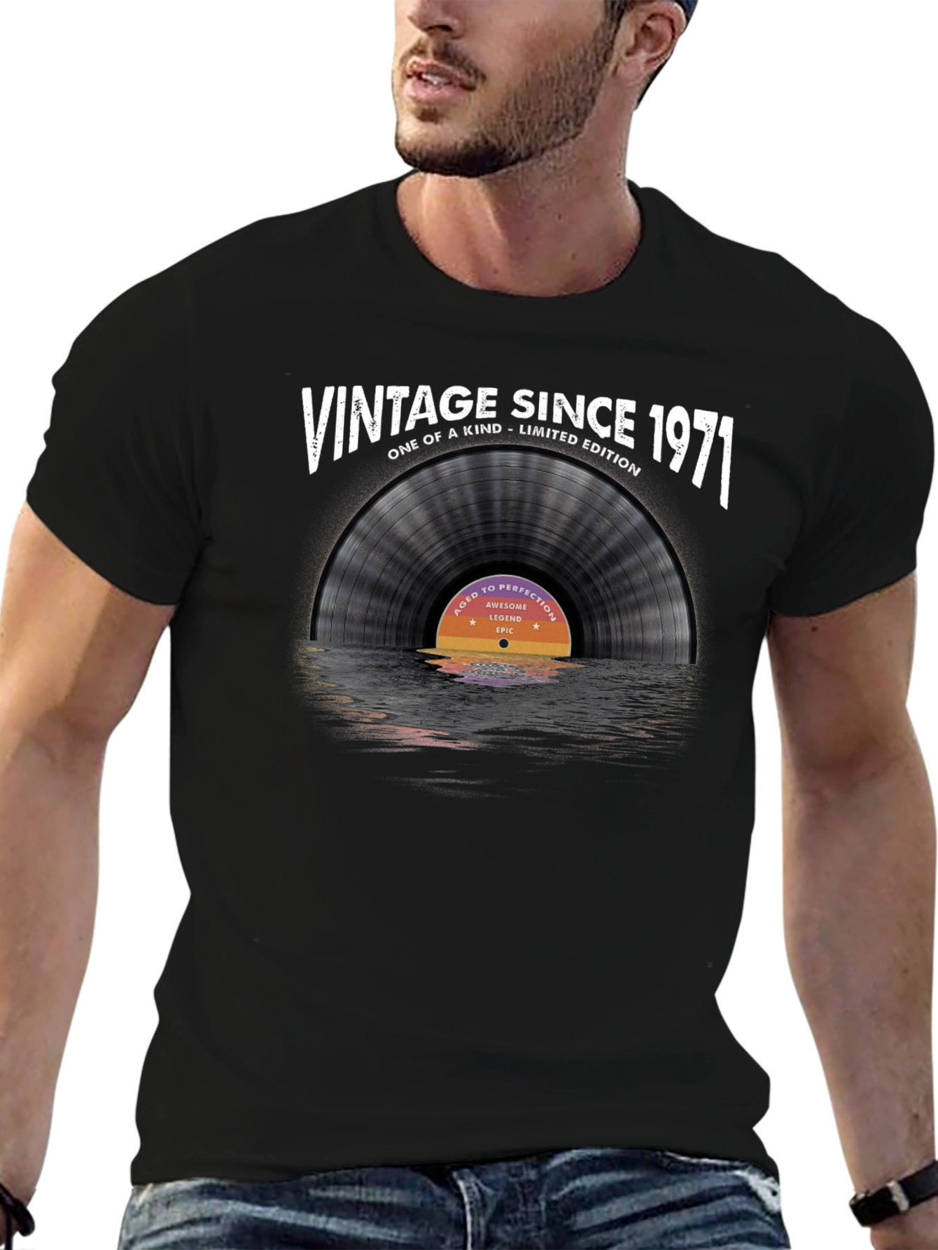 Black Vintage Since 1971 Record Graphic T-Shirt view 6