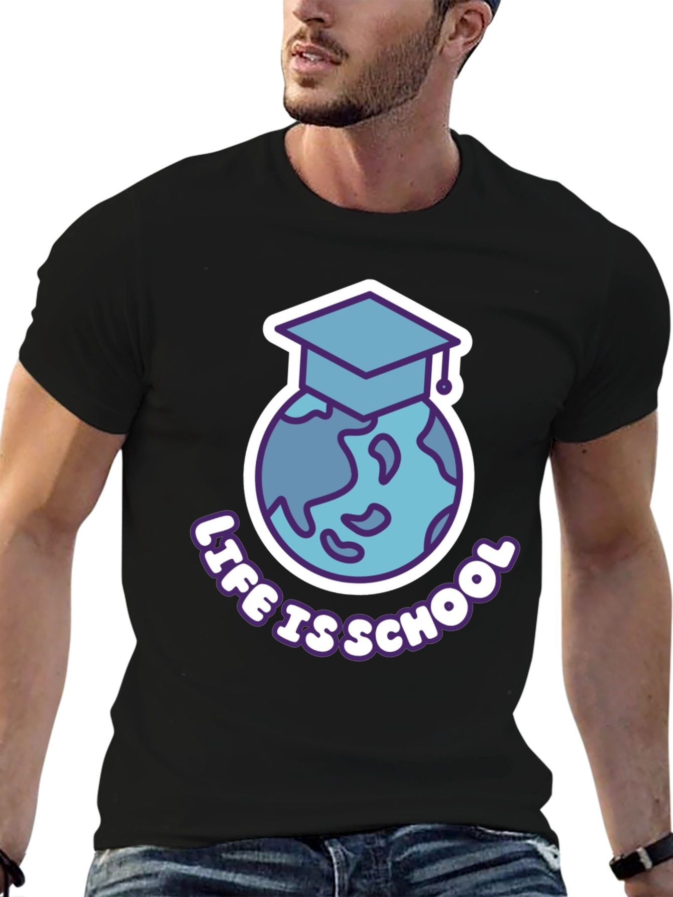 Black Life is School T-Shirt - Graduation Earth Design view 6