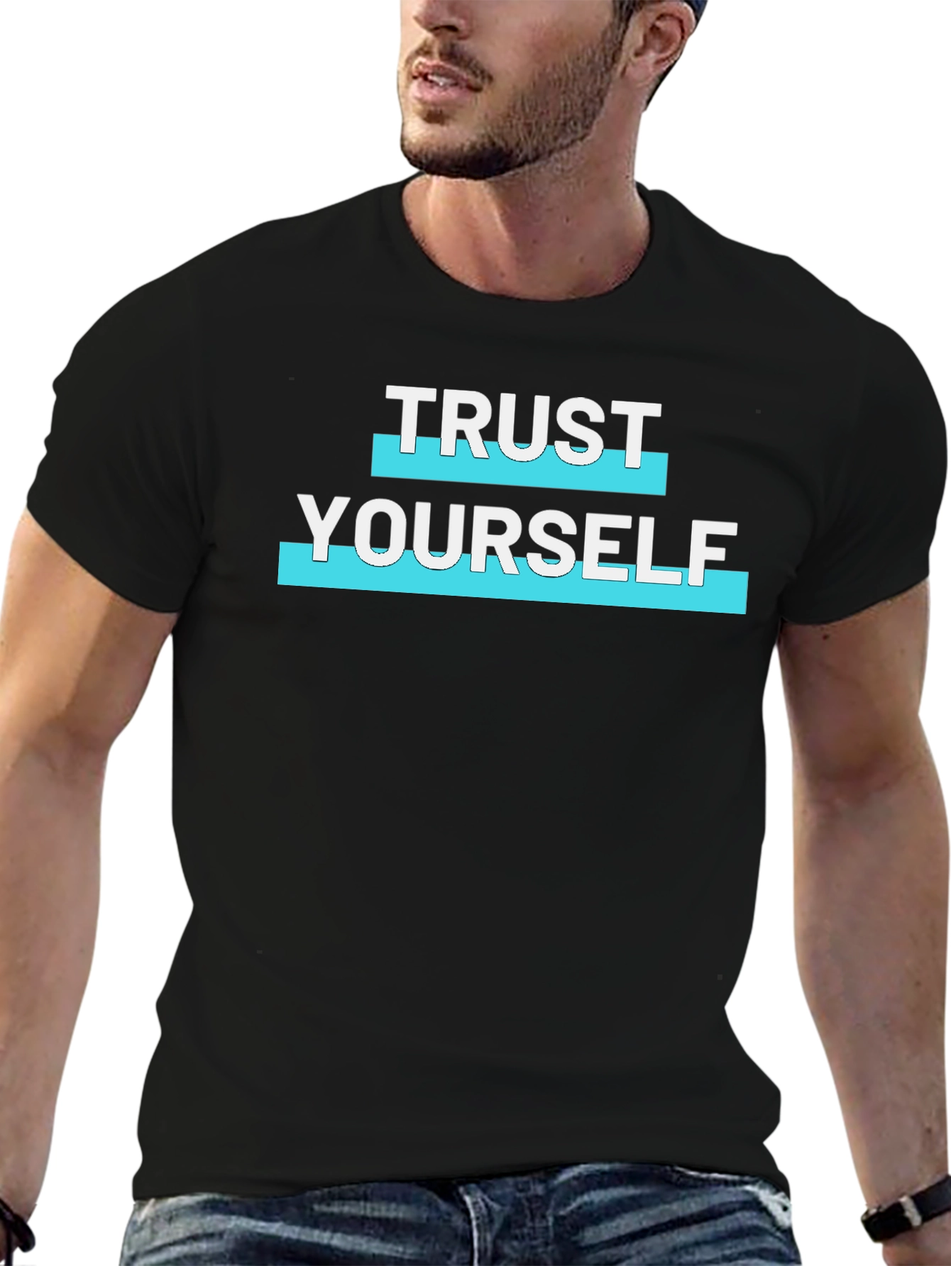 Black Trust Yourself Graphic Print T-Shirt view 6