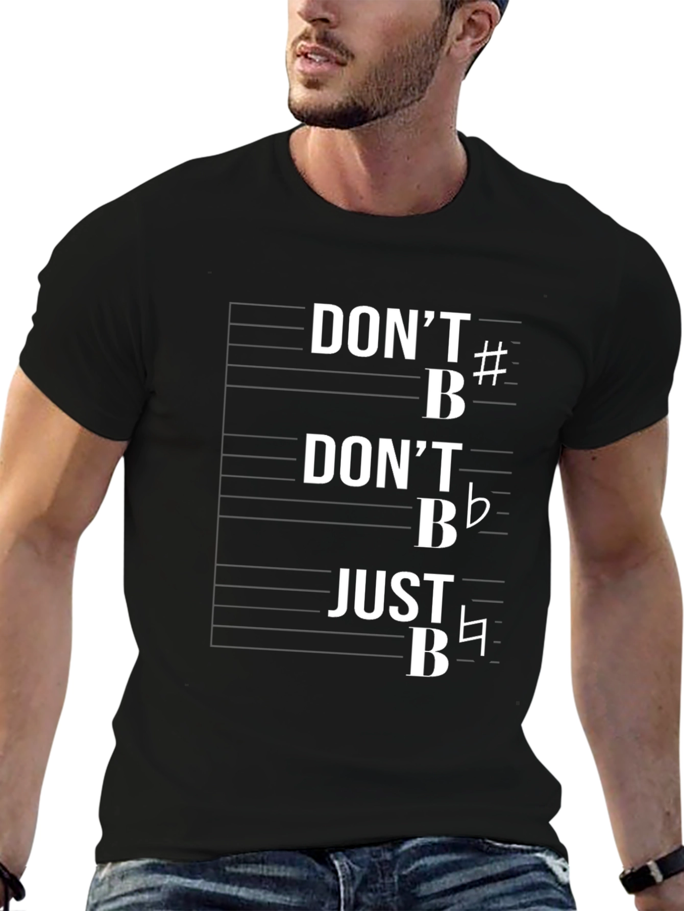 Black Music Pun T-Shirt: Don't B Sharp, Don't B Flat, Just B Natural view 6