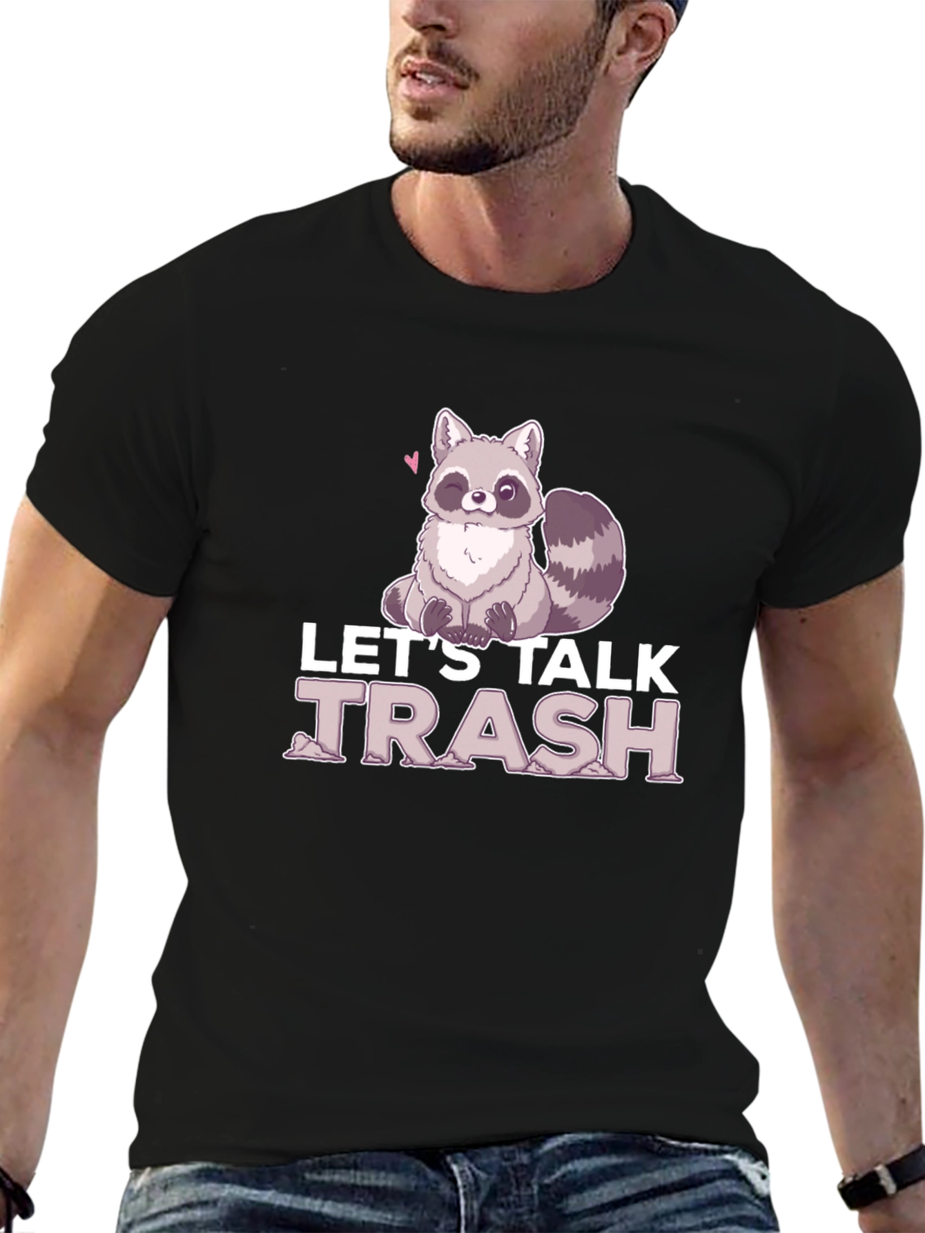 Black Let's Talk Trash Raccoon Graphic T-Shirt view 6