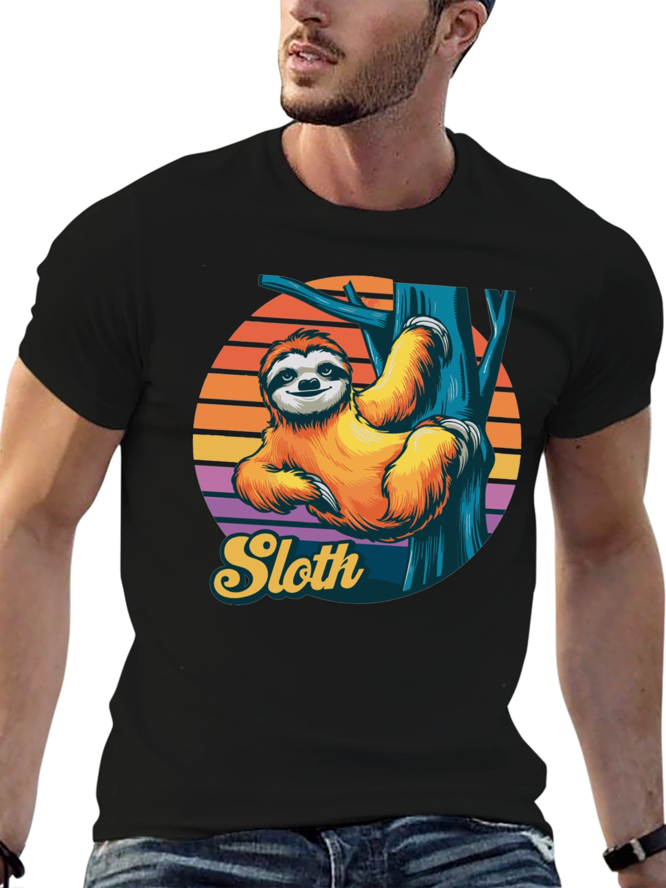 Black Sloth Graphic Tee - Relaxed Retro Style Shirt view 6