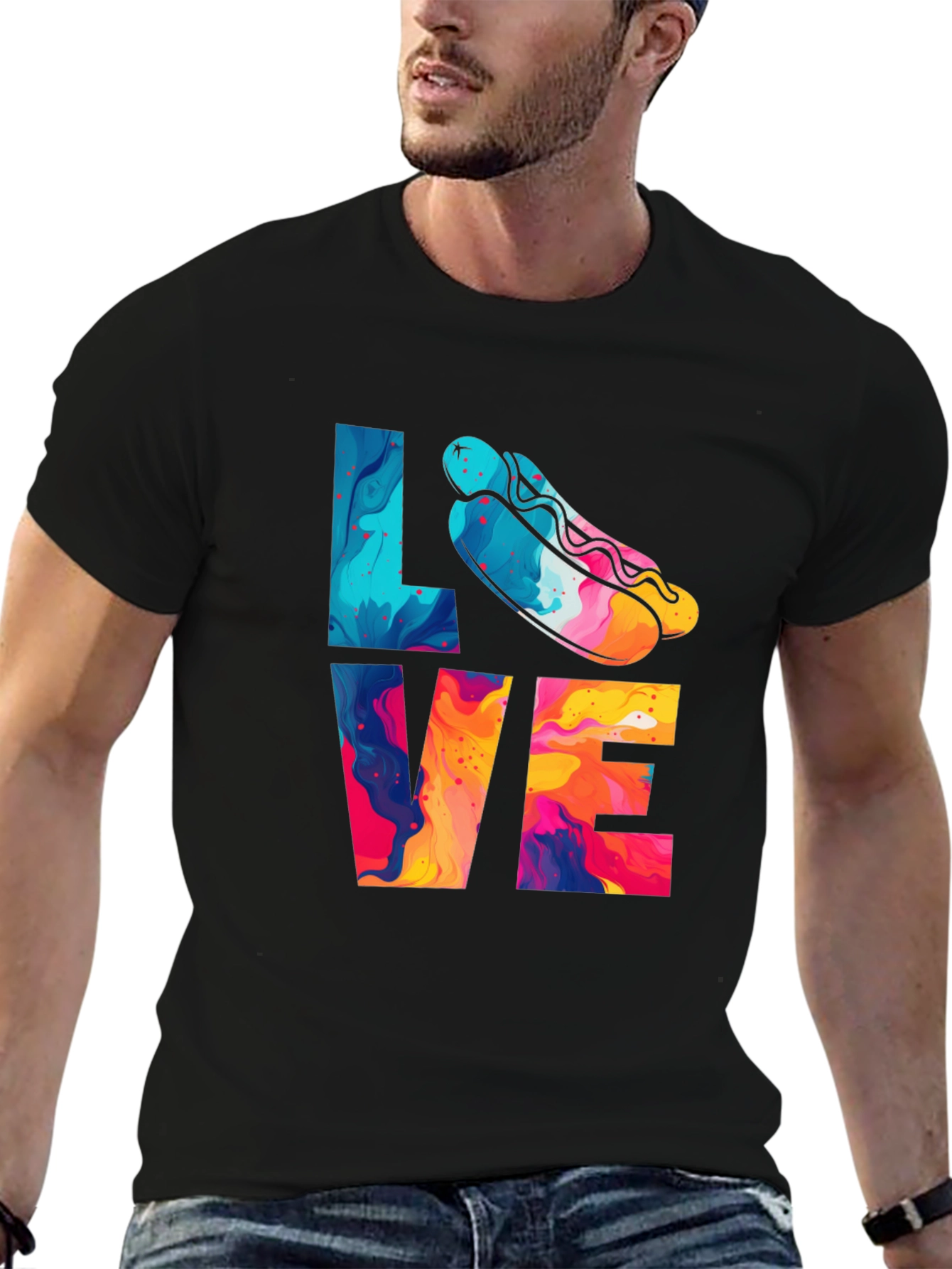Black Love Hotdogs T-Shirt Fun Graphic Tee view 6