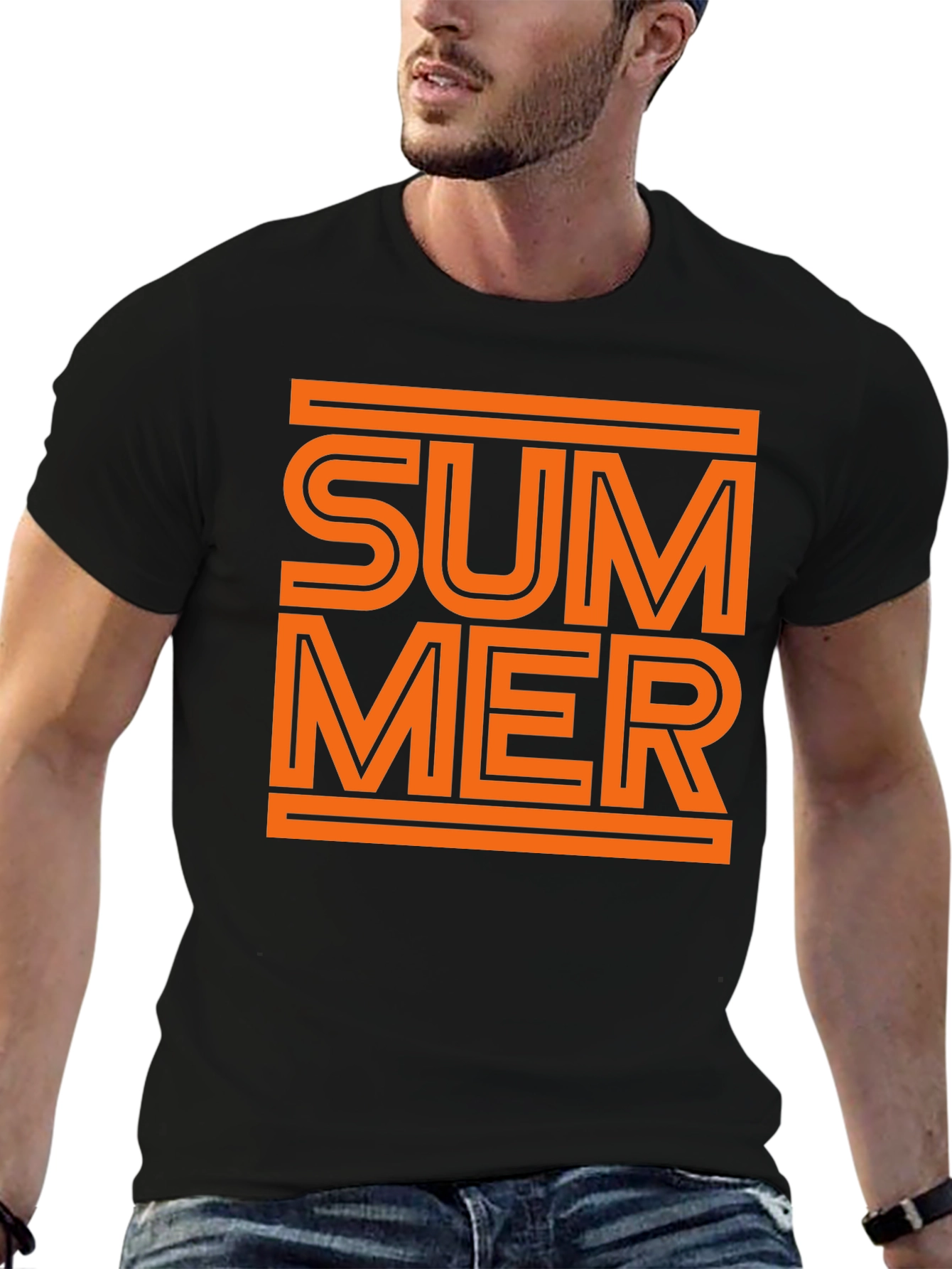 Black Summer Graphic Tee - Stylish Black T-Shirt view 6