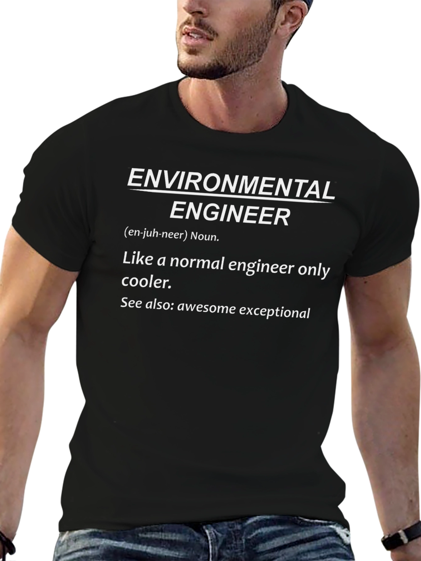 Black Environmental Engineer Definition T-Shirt view 6