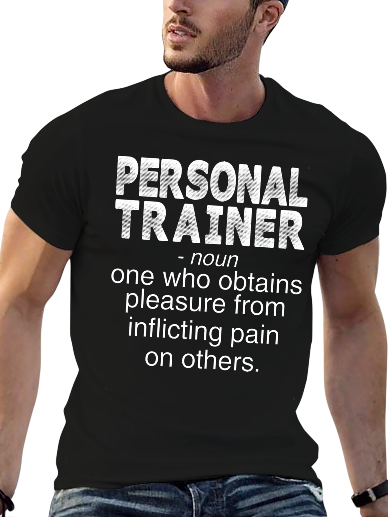 Black Personal Trainer Definition T-Shirt Funny Workout Gift view 6