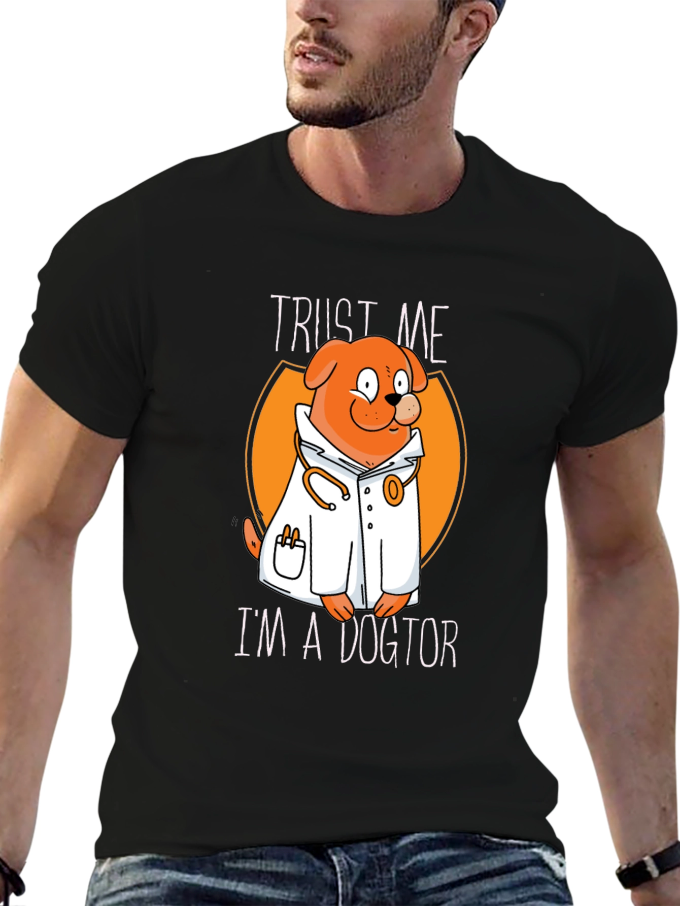 Black Trust Me I'm a Dogtor T-Shirt view 6