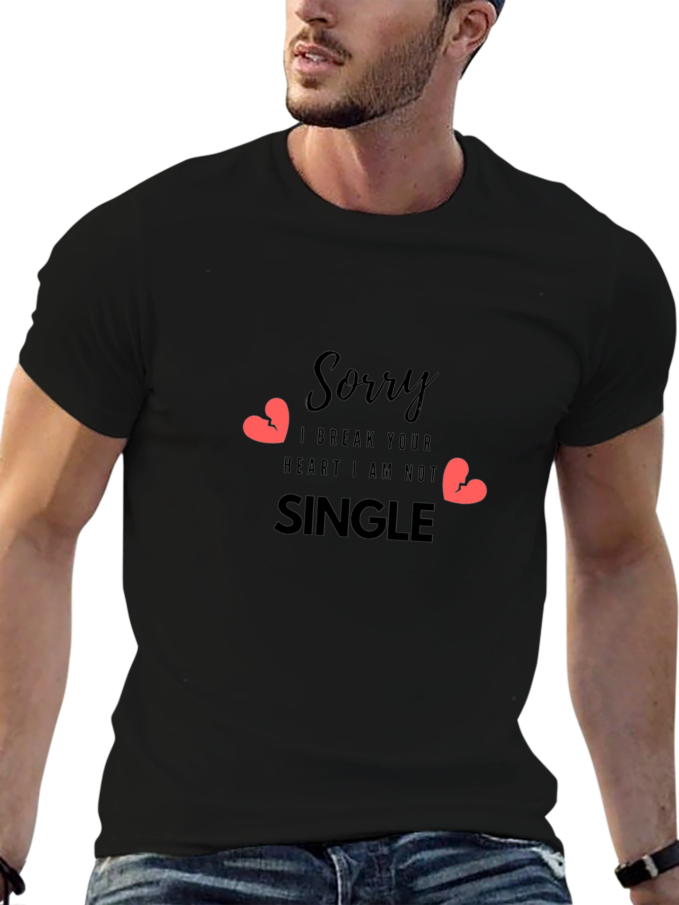 Black Sorry I Break Hearts T-Shirt - Novelty Graphic Tee view 6