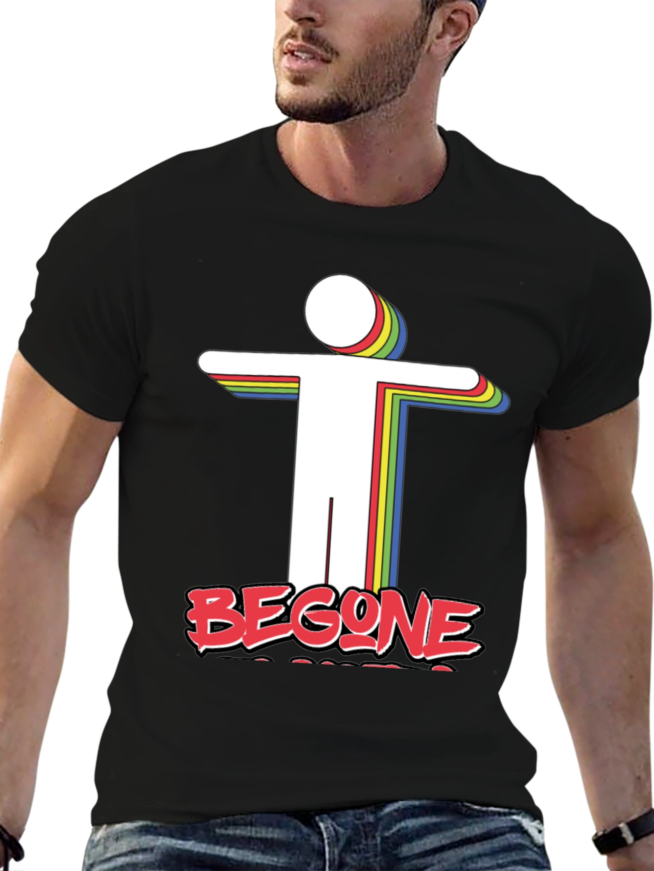 Black Retro 'Begone' Graphic Tee - Unique Design view 6