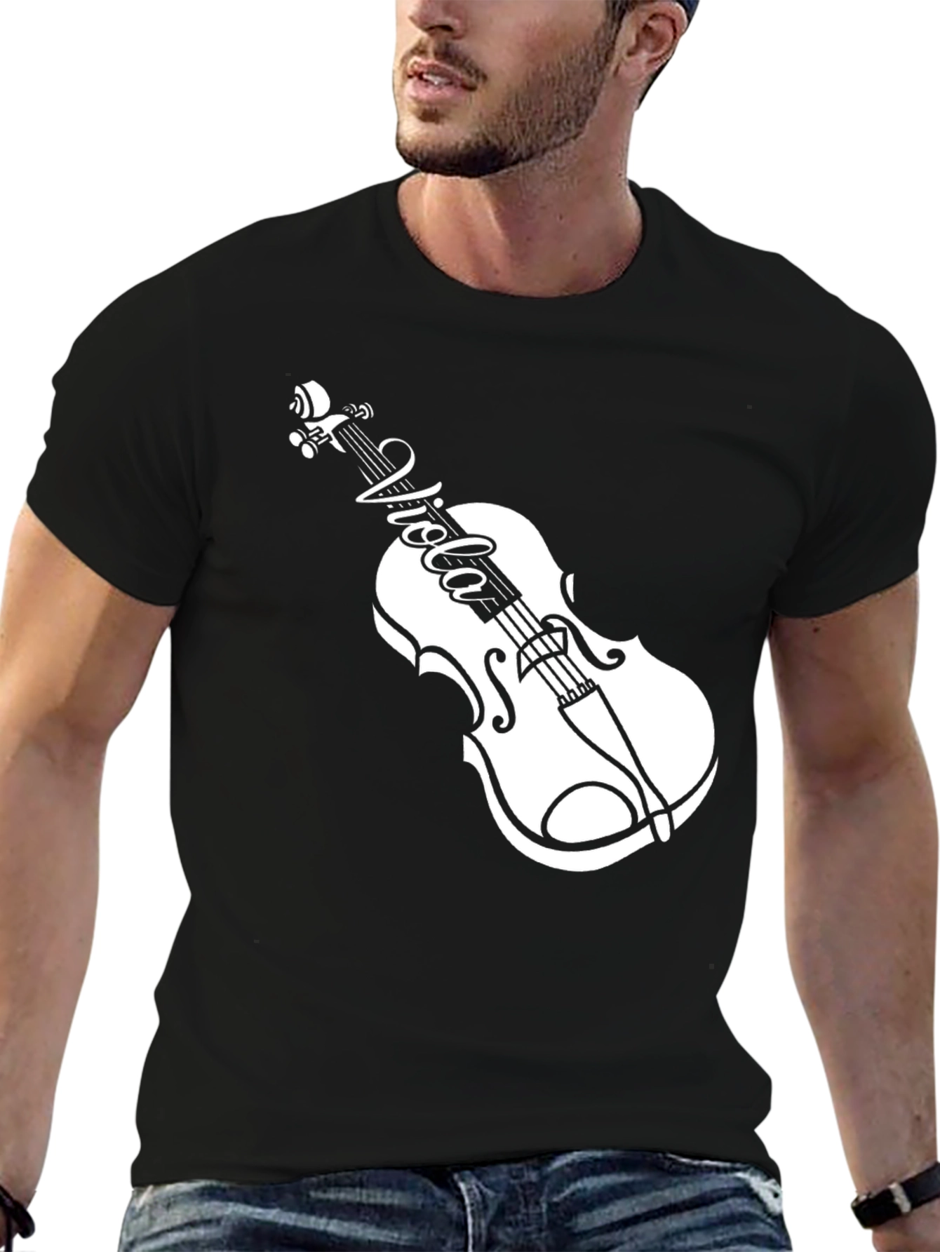 Black Viola Violin Black T-Shirt Music Lover Tee view 6