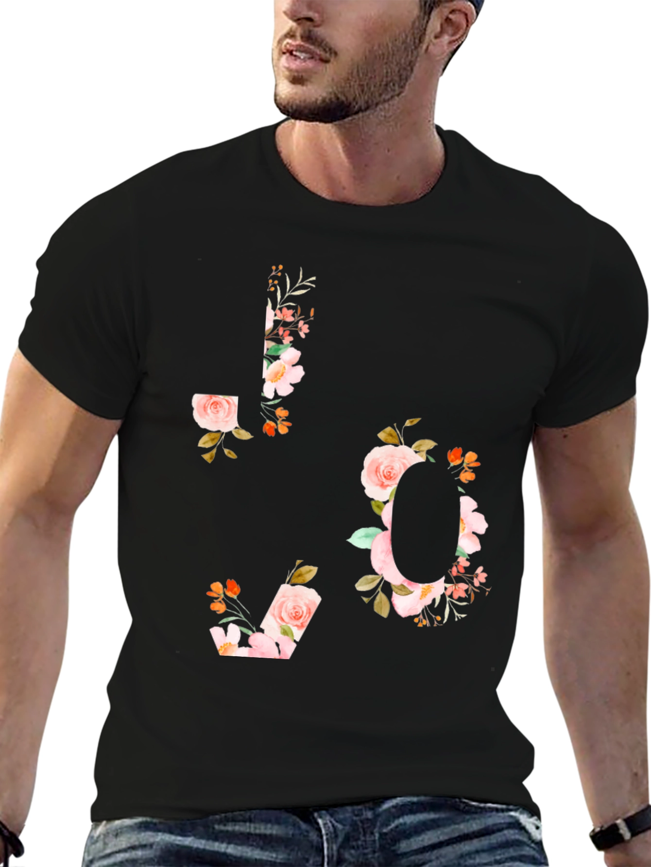 Black Floral LOVE Graphic T-Shirt view 6