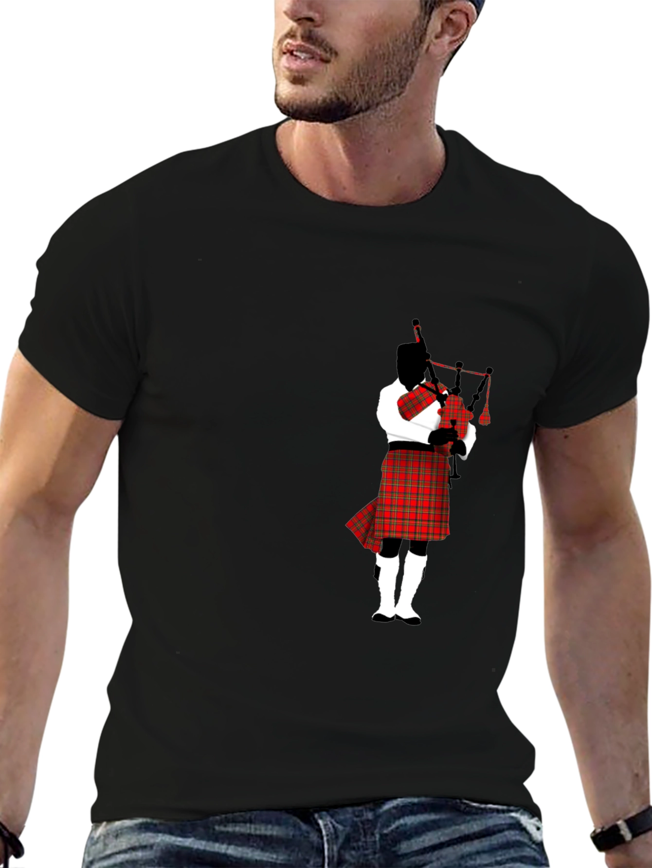 Black Bagpipe Player Black T-Shirt view 6