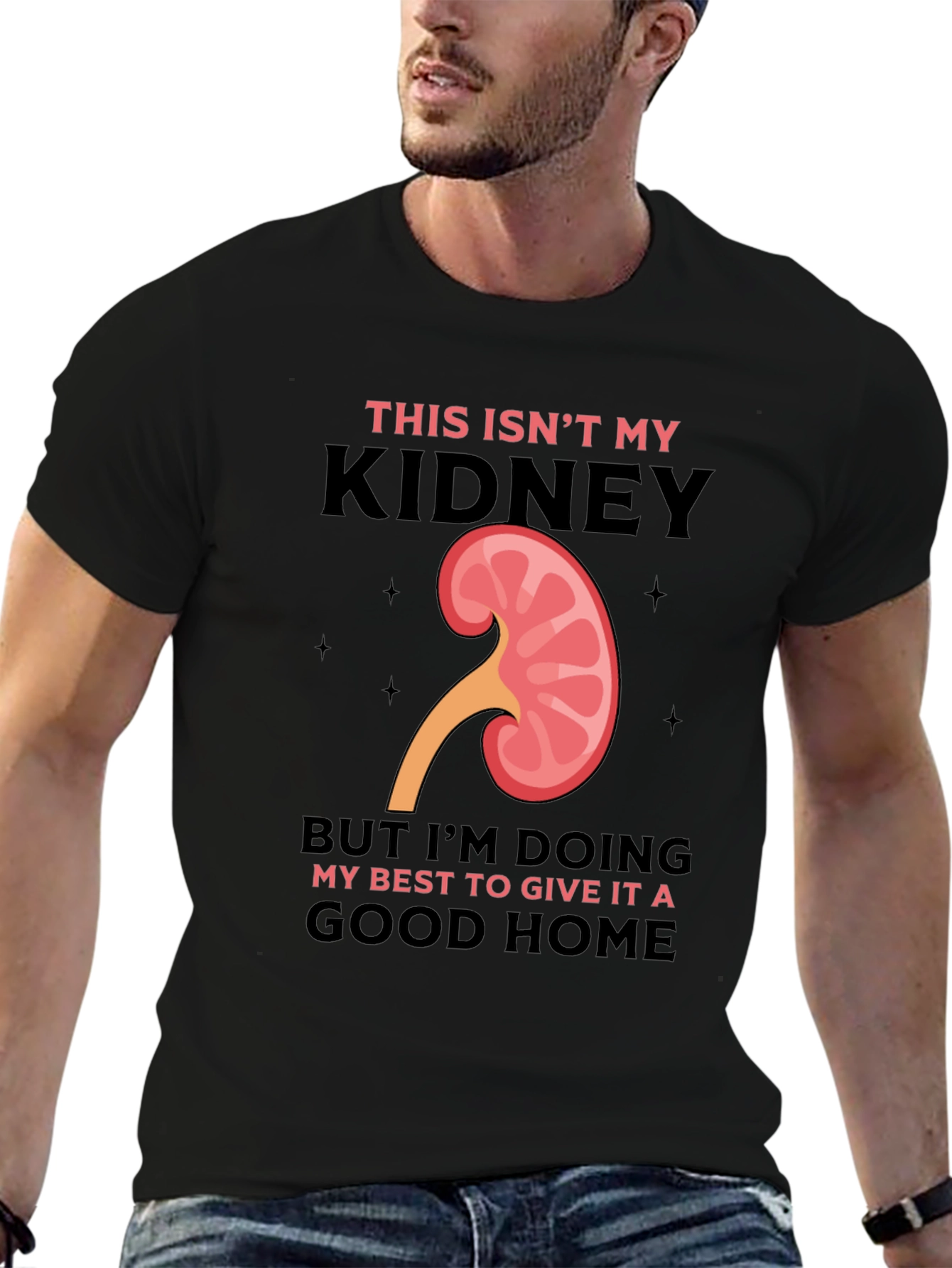 Black Funny Kidney Transplant T-Shirt - This Isn't My Kidney view 6
