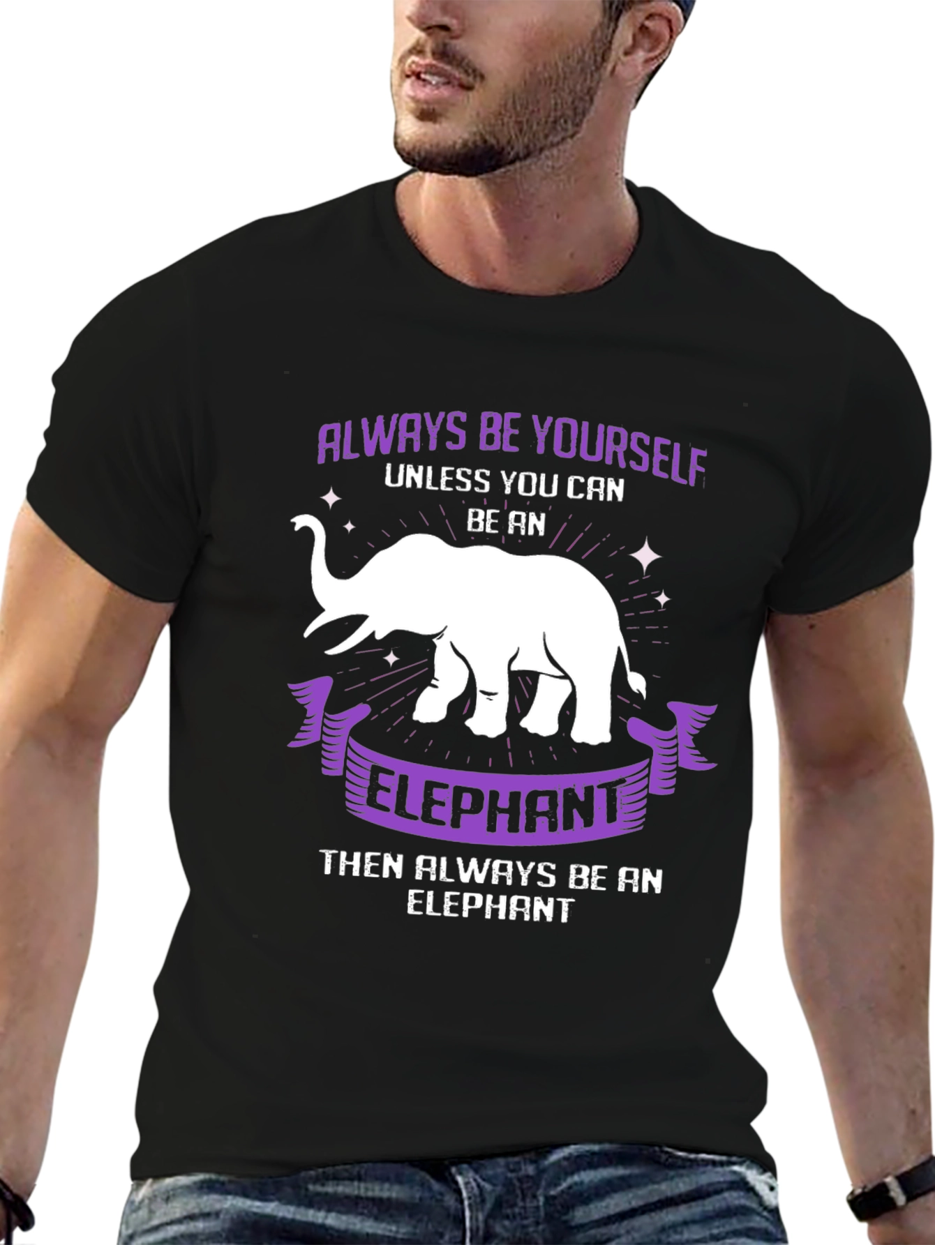 Black Always Be Yourself Elephant T-Shirt view 6
