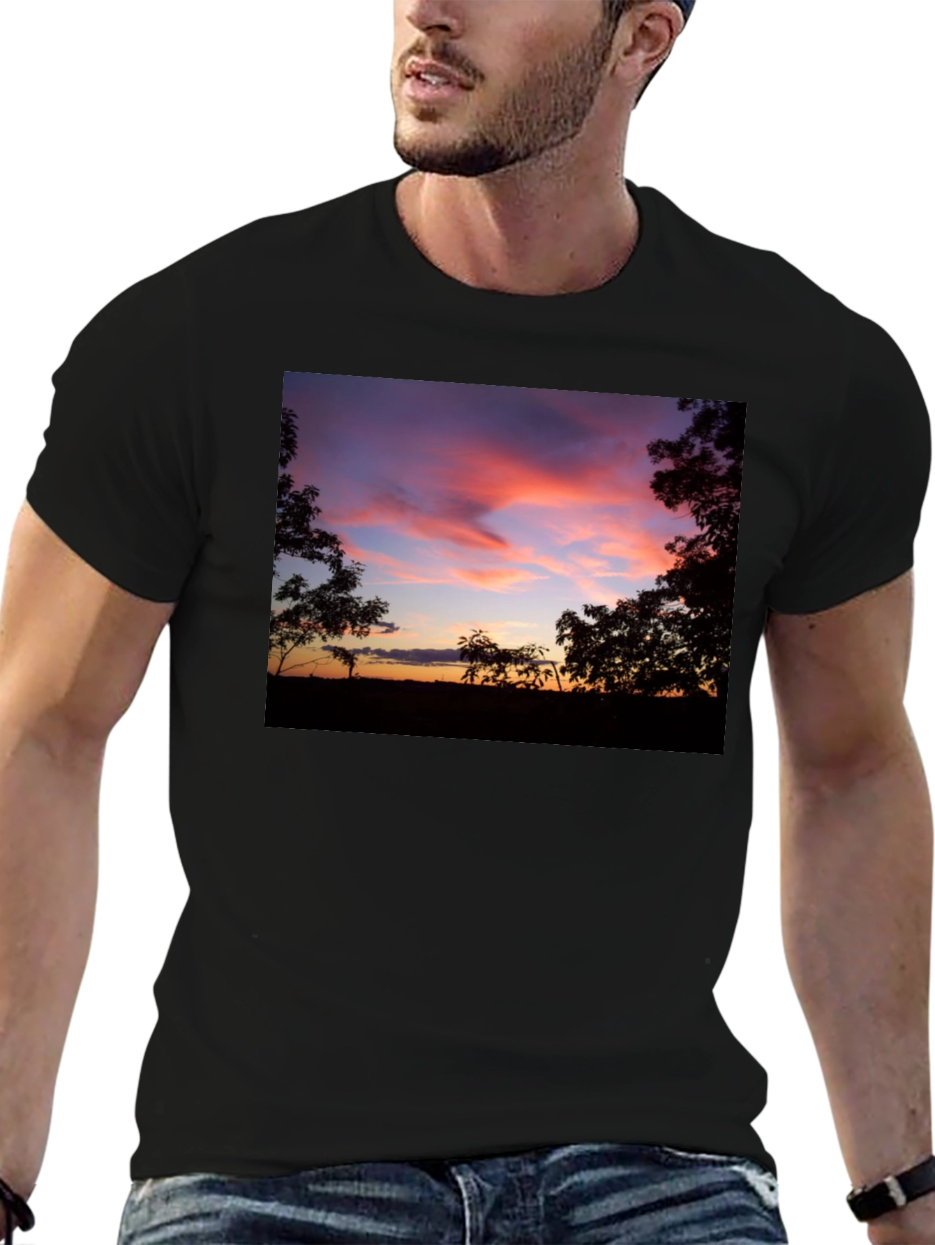 Black Sunset Silhouette Graphic Tee - Soft Cotton Blend view 6