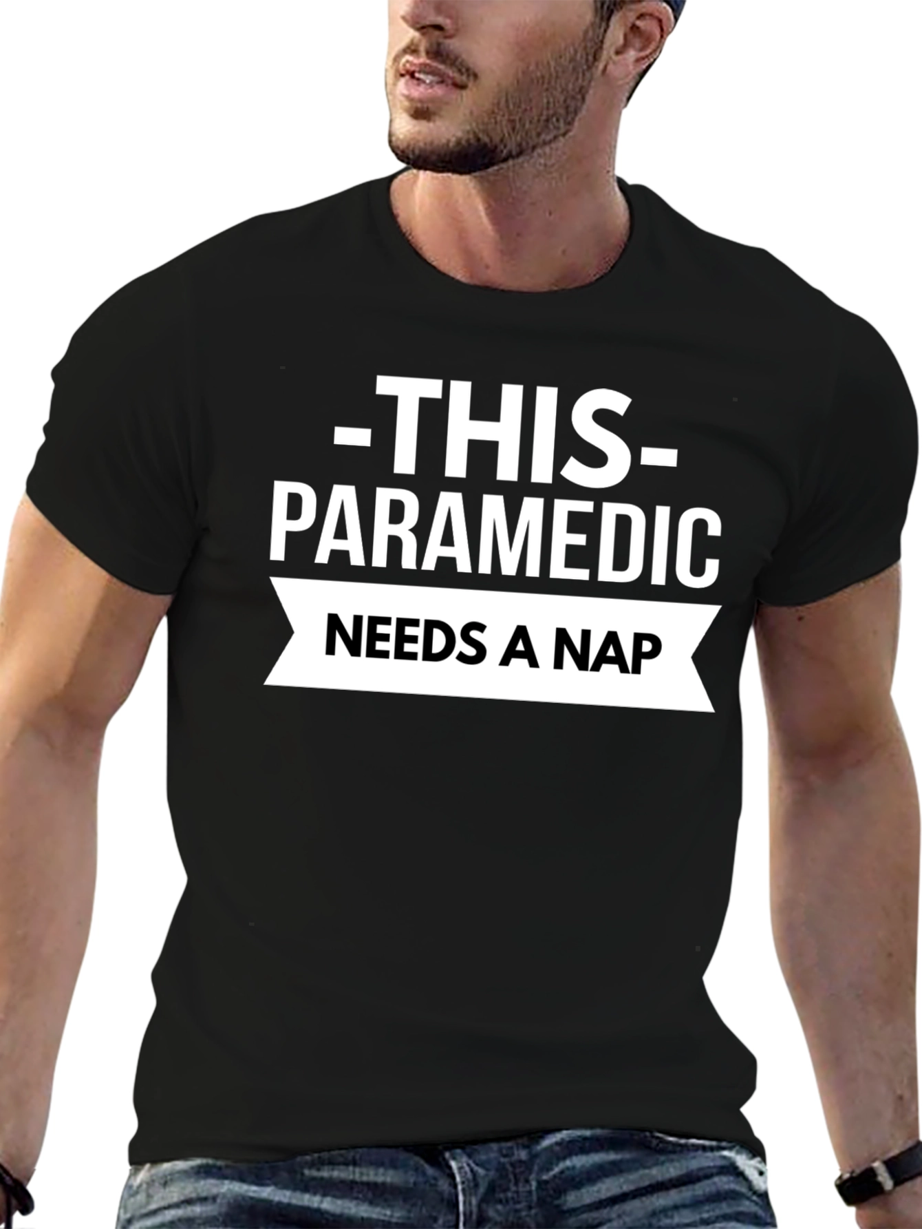 Black Paramedic Needs a Nap T-Shirt - Black view 6