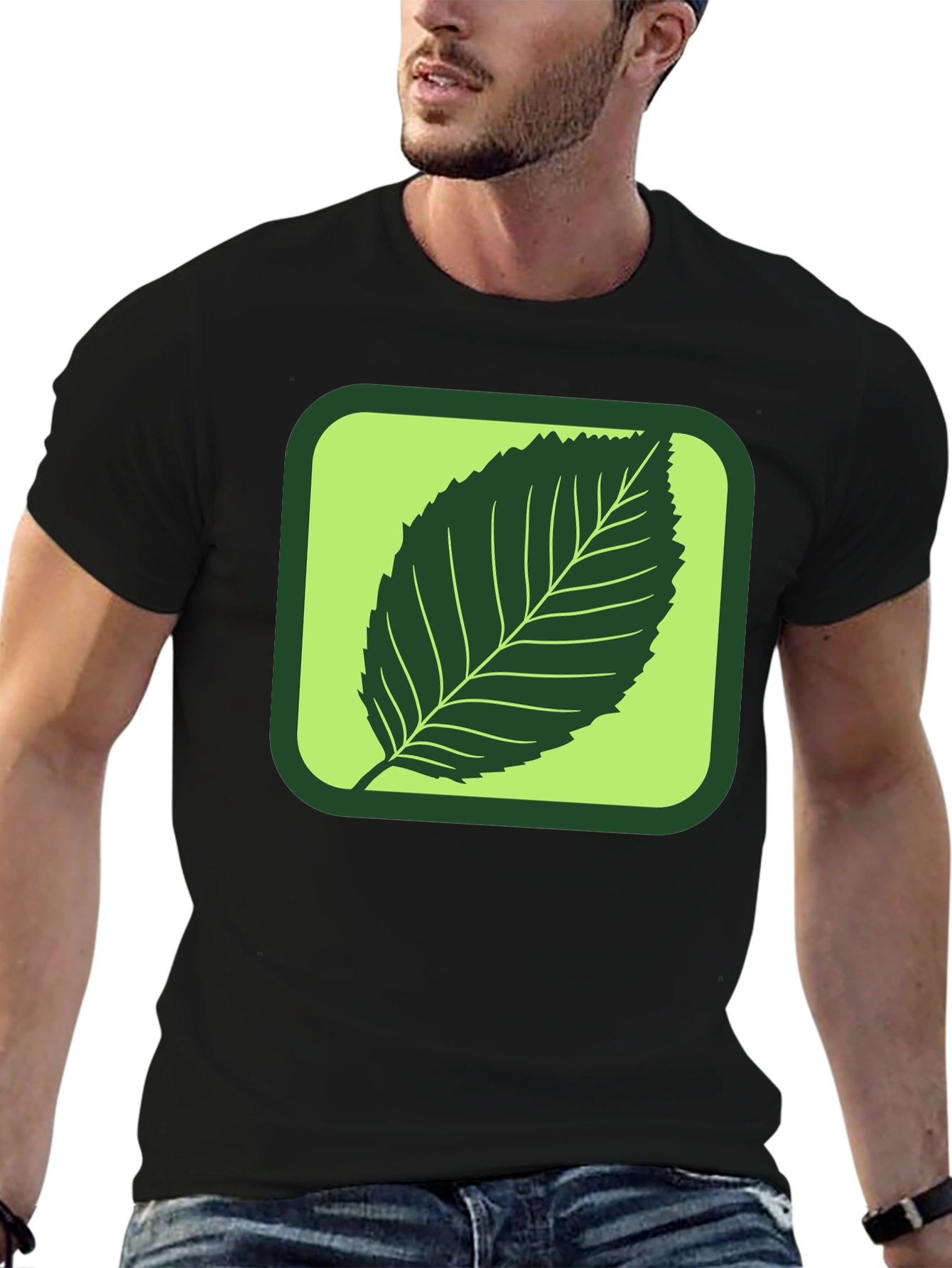 Black Leaf Graphic Tee - Nature Inspired Style view 6