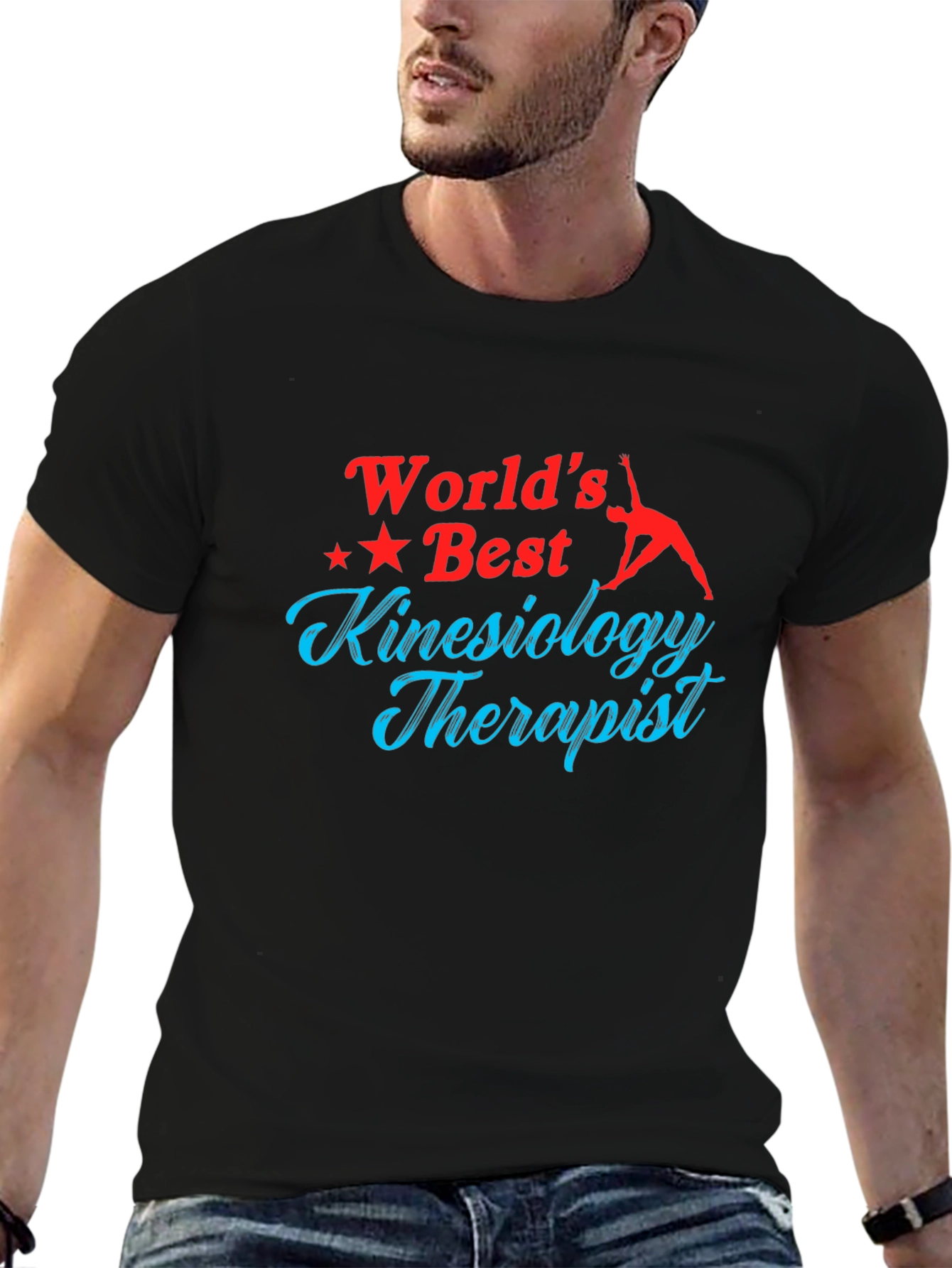 World's Best Kinesiology Therapist Black T-Shirt - 6