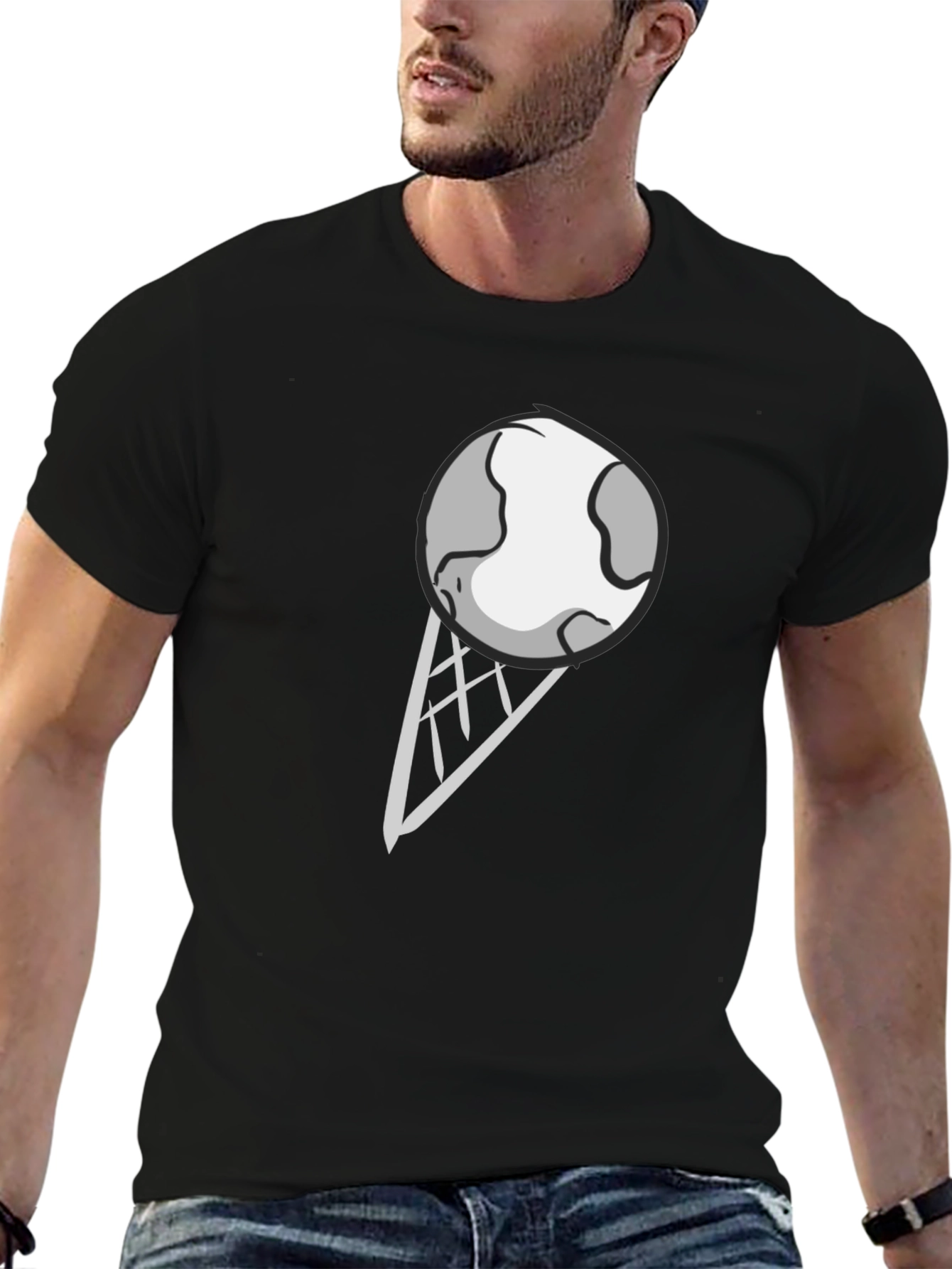 Black Earth Ice Cream Graphic Tee - Novelty Black T-Shirt view 6