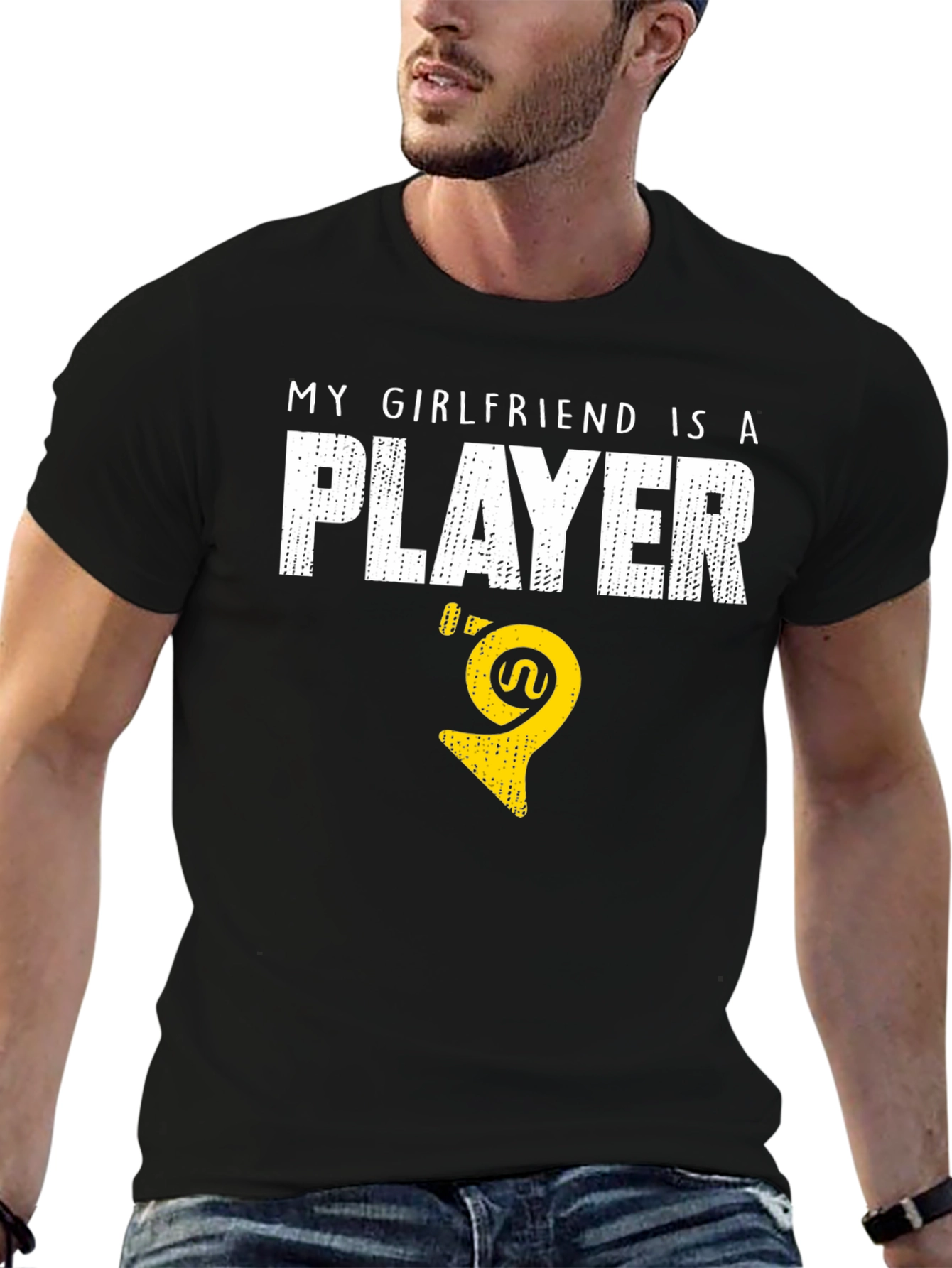 Black My Girlfriend Is A Player - T-Shirt view 6