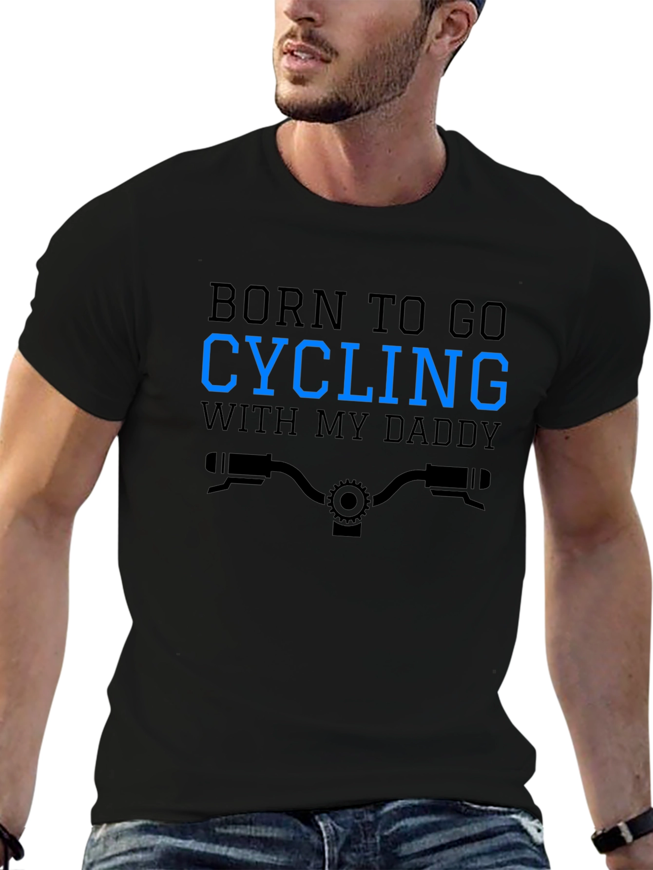 Black Born To Go Cycling With My Daddy T-Shirt view 6