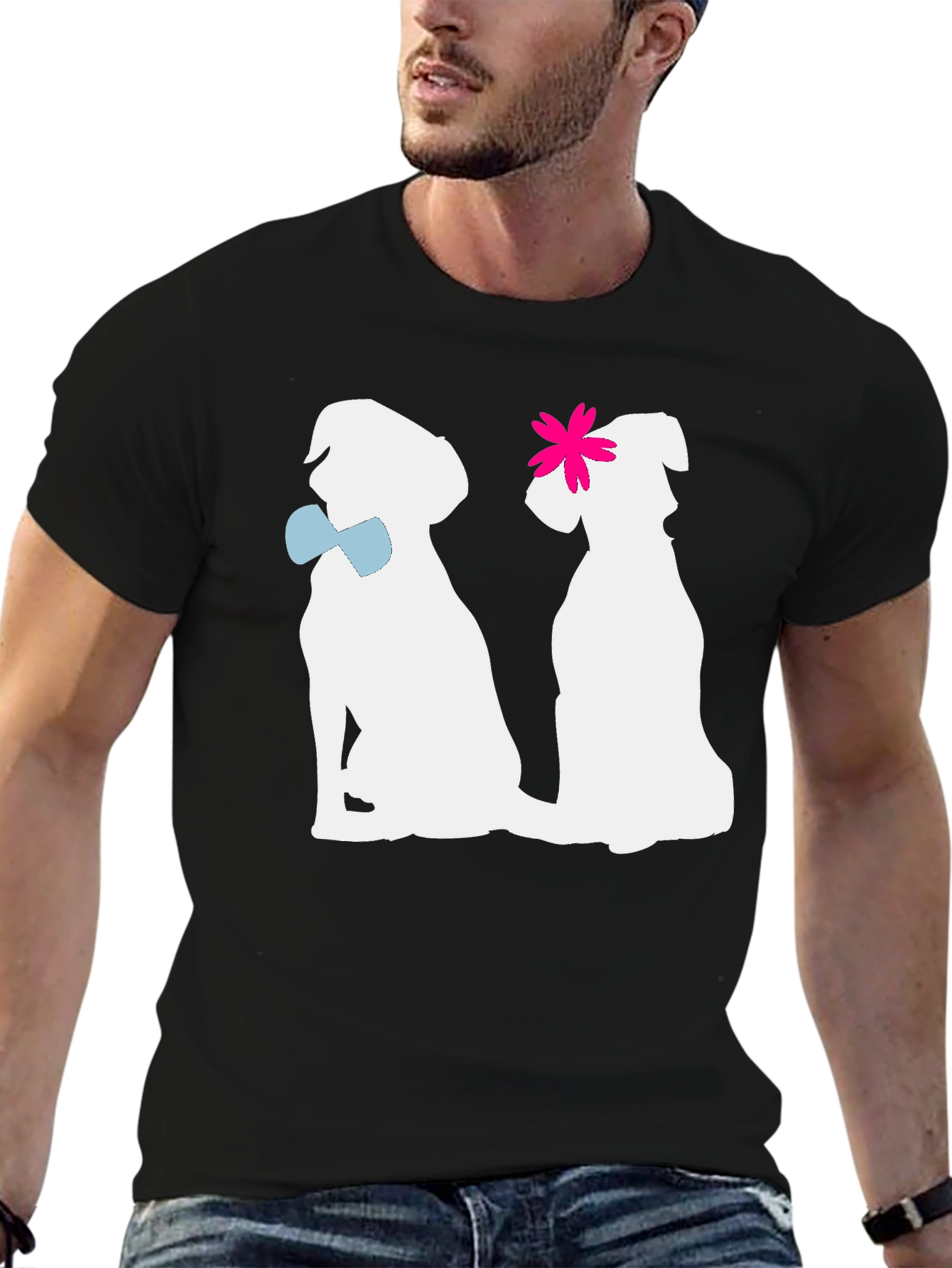 Black Couple Dogs Graphic T-Shirt view 6