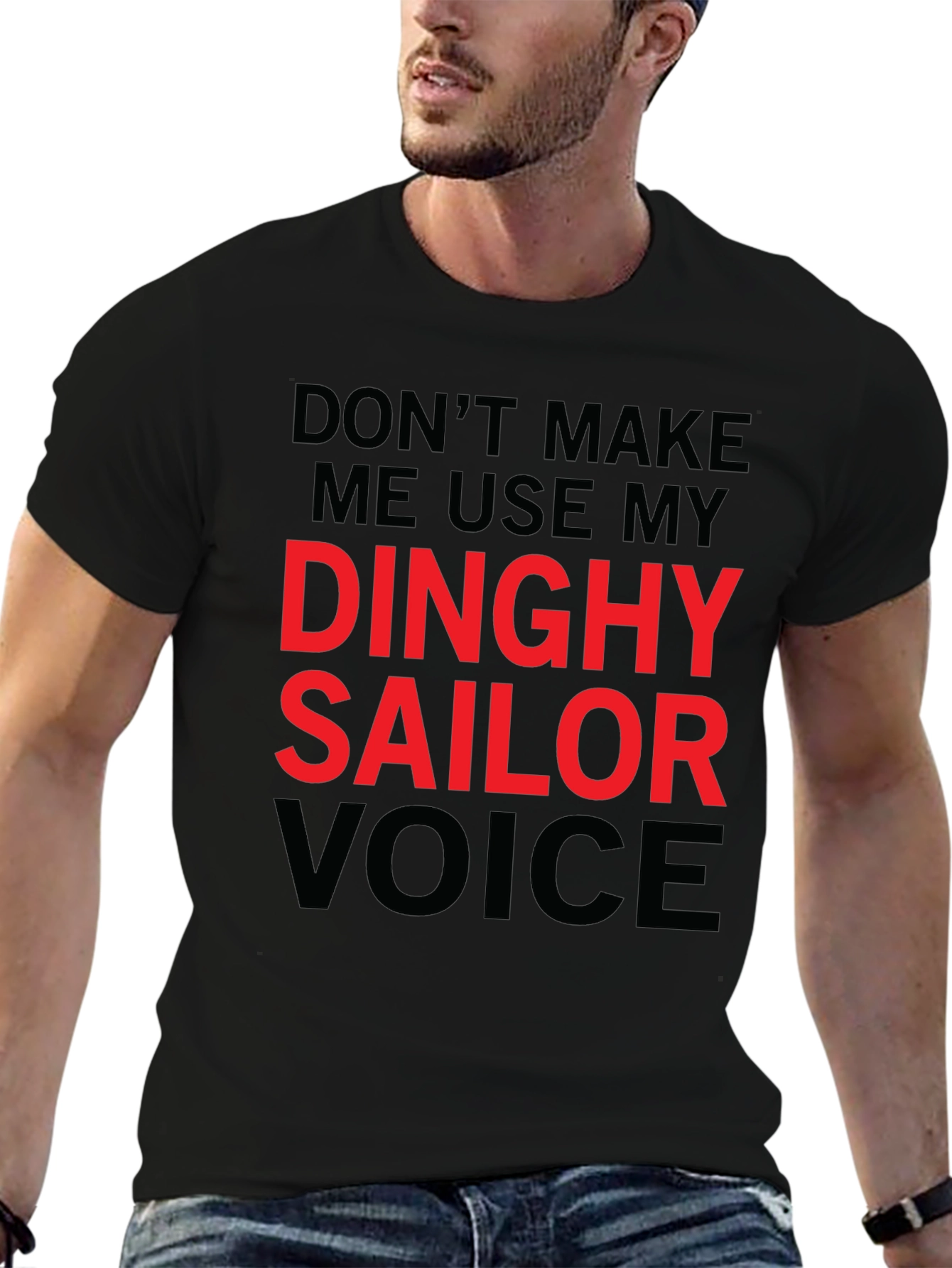 Black Dinghy Sailor Voice T-Shirt - Funny Novelty Tee view 6