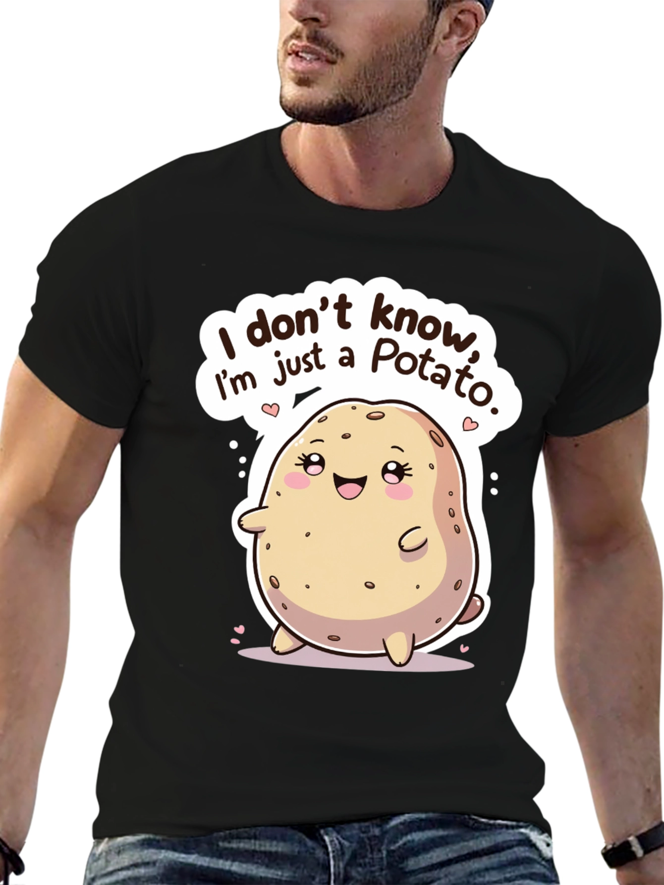 Black Funny Potato Graphic T-Shirt view 6